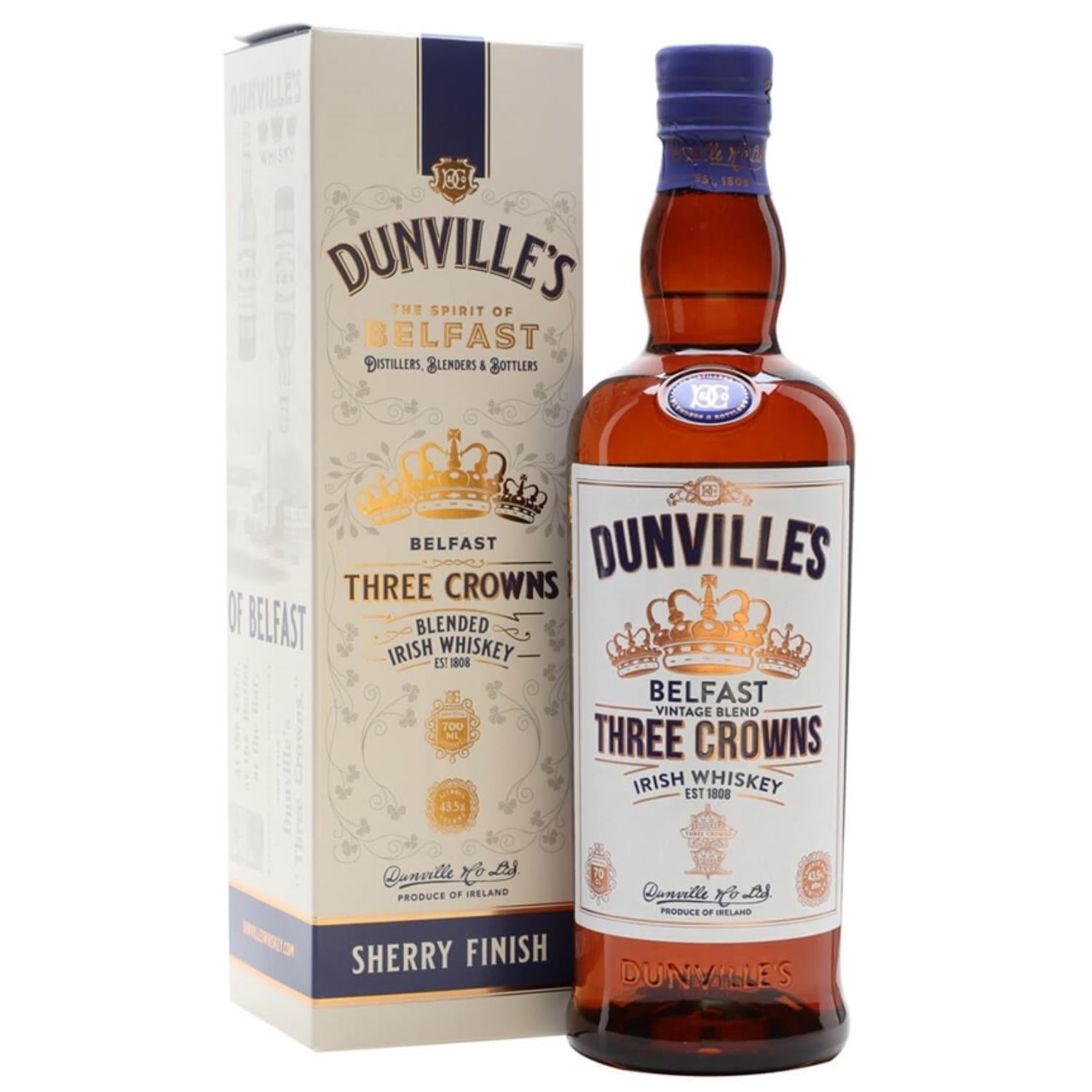 Dunville's Three Crowns Blended Irish Whiskey 70cl