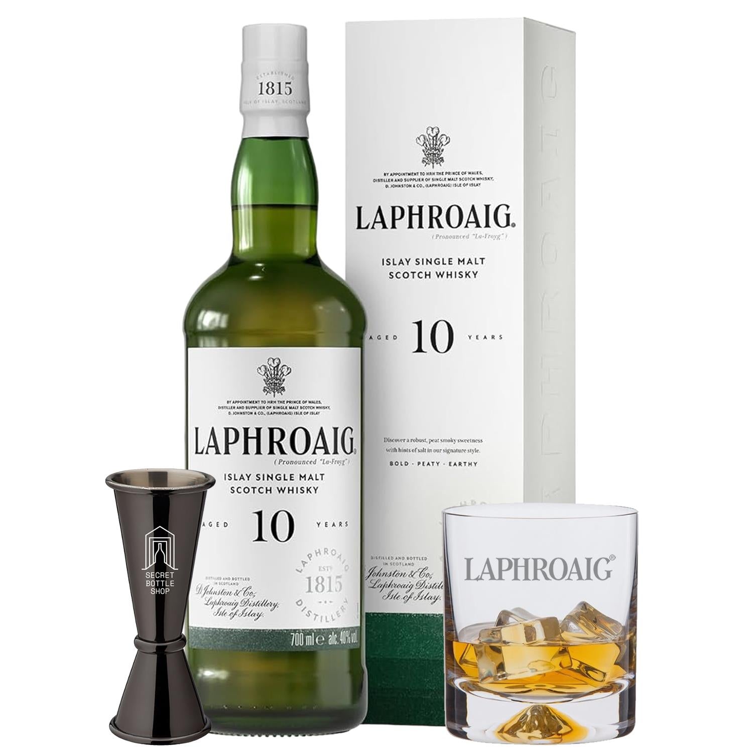 Laphroaig 10 Year Old Whisky Glass & Jigger Gift Set 70cl