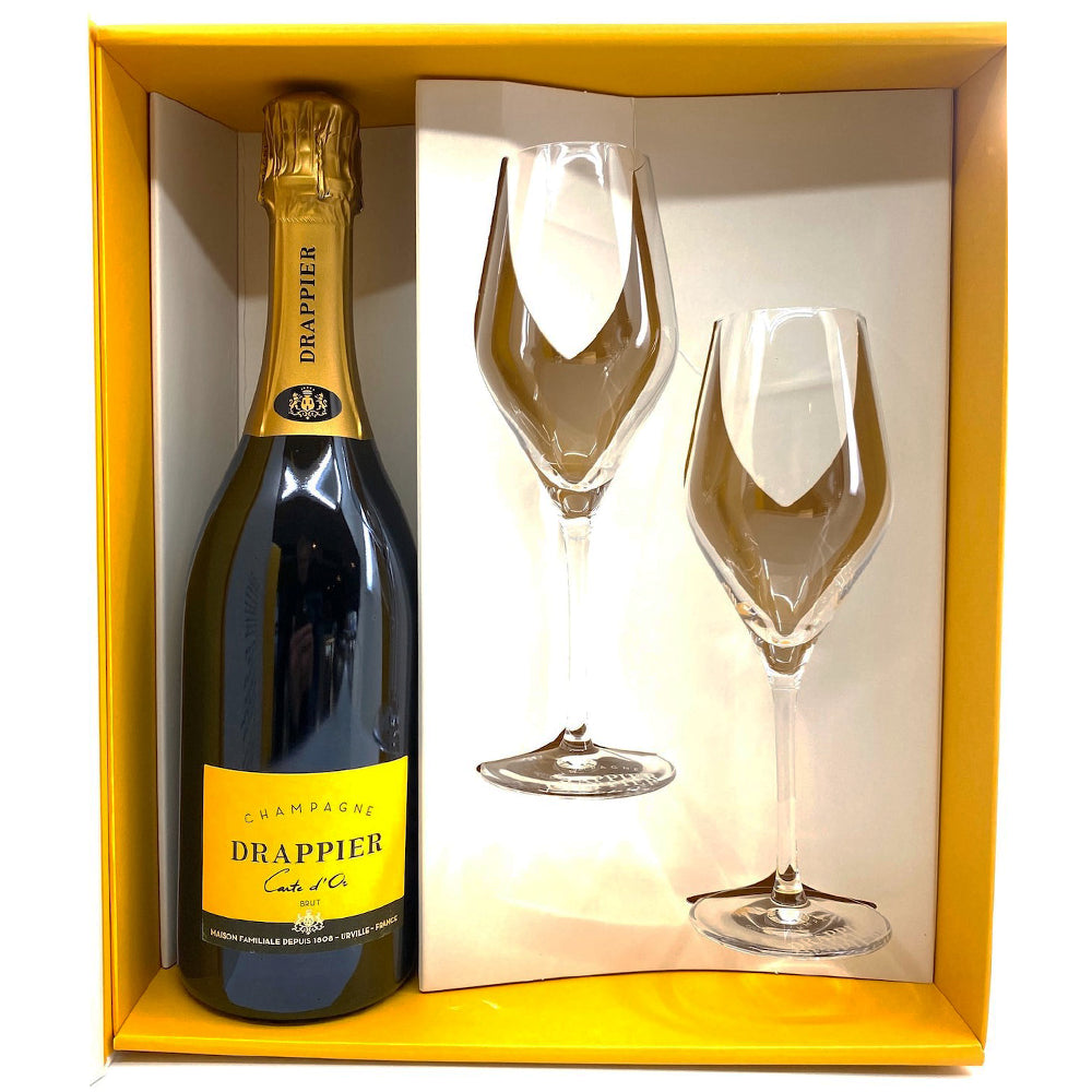 Drappier Carte D'Or Brut Champagne 2 Glass Gift Set 75cl