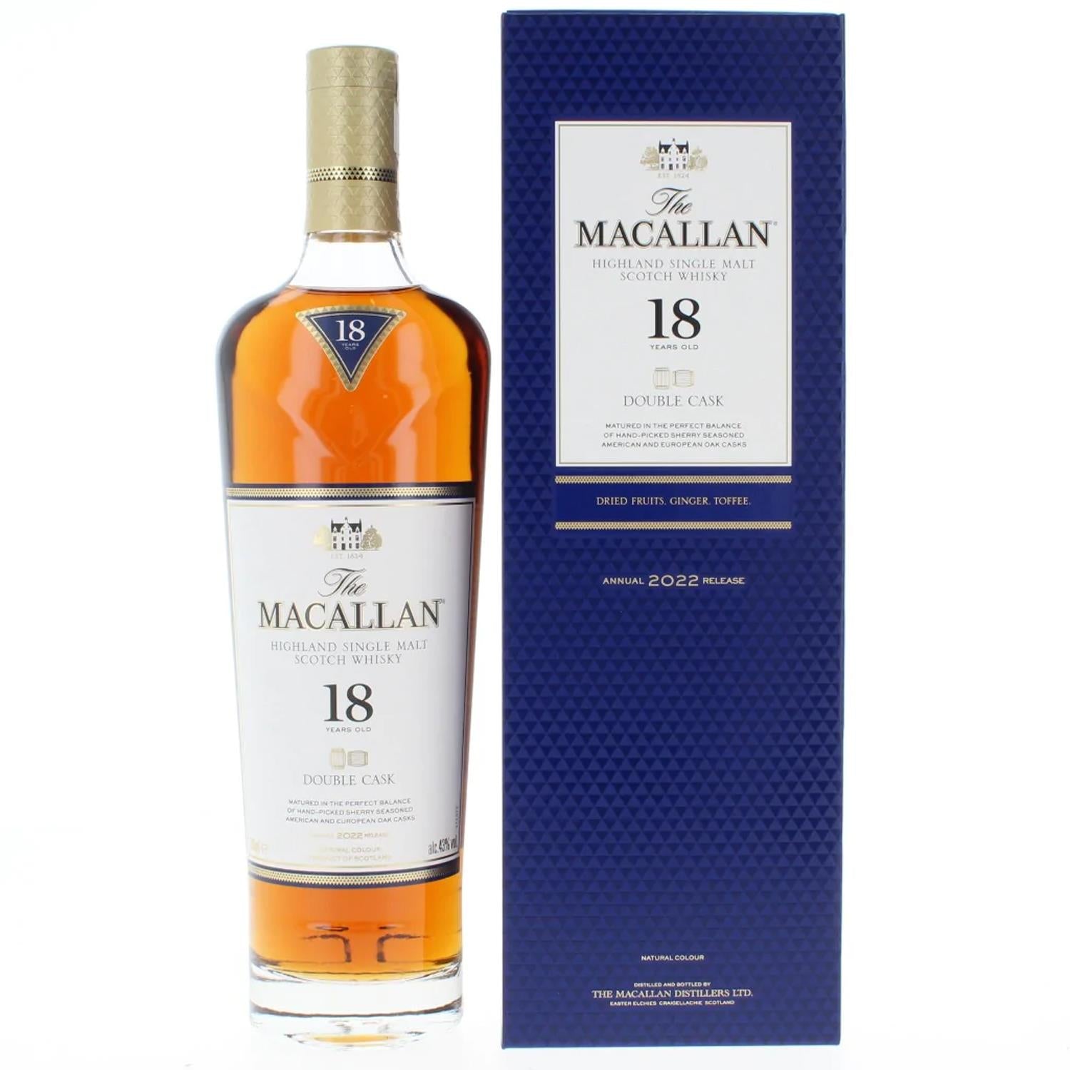 Macallan 18 Year Old Double Cask Whisky 2022 70cl