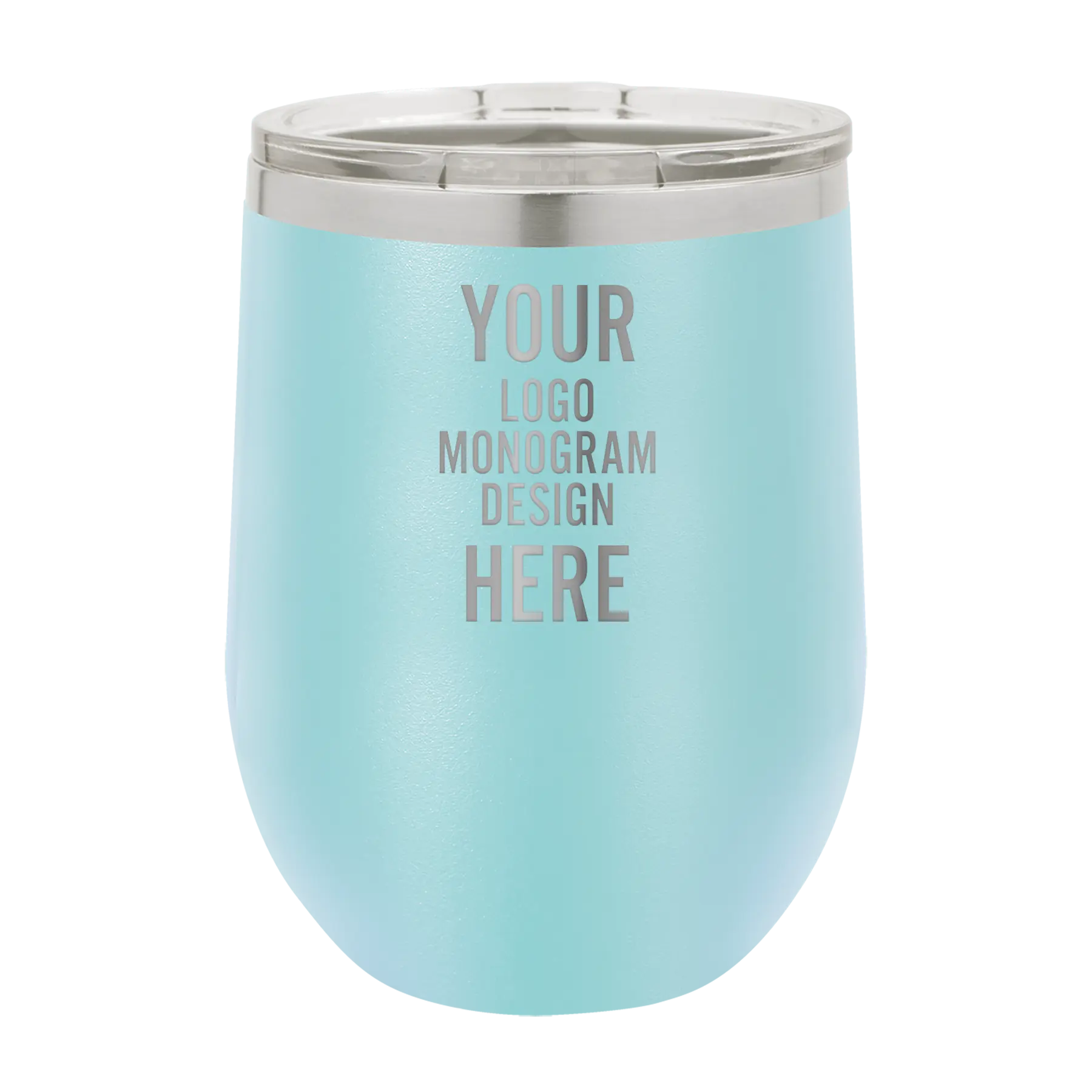 Personalized Polar Camel 12 oz Stemless Wine Tumbler - Light Blue