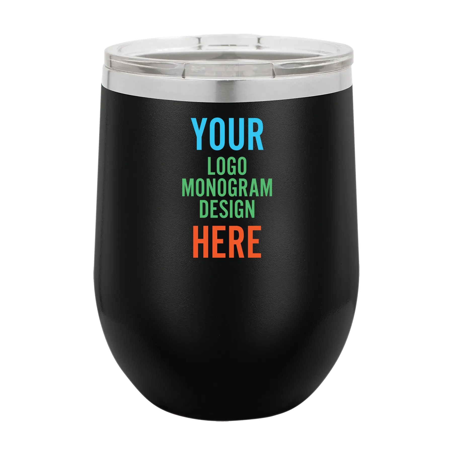 Personalized Polar Camel 12 oz Stemless Wine Tumbler - Black