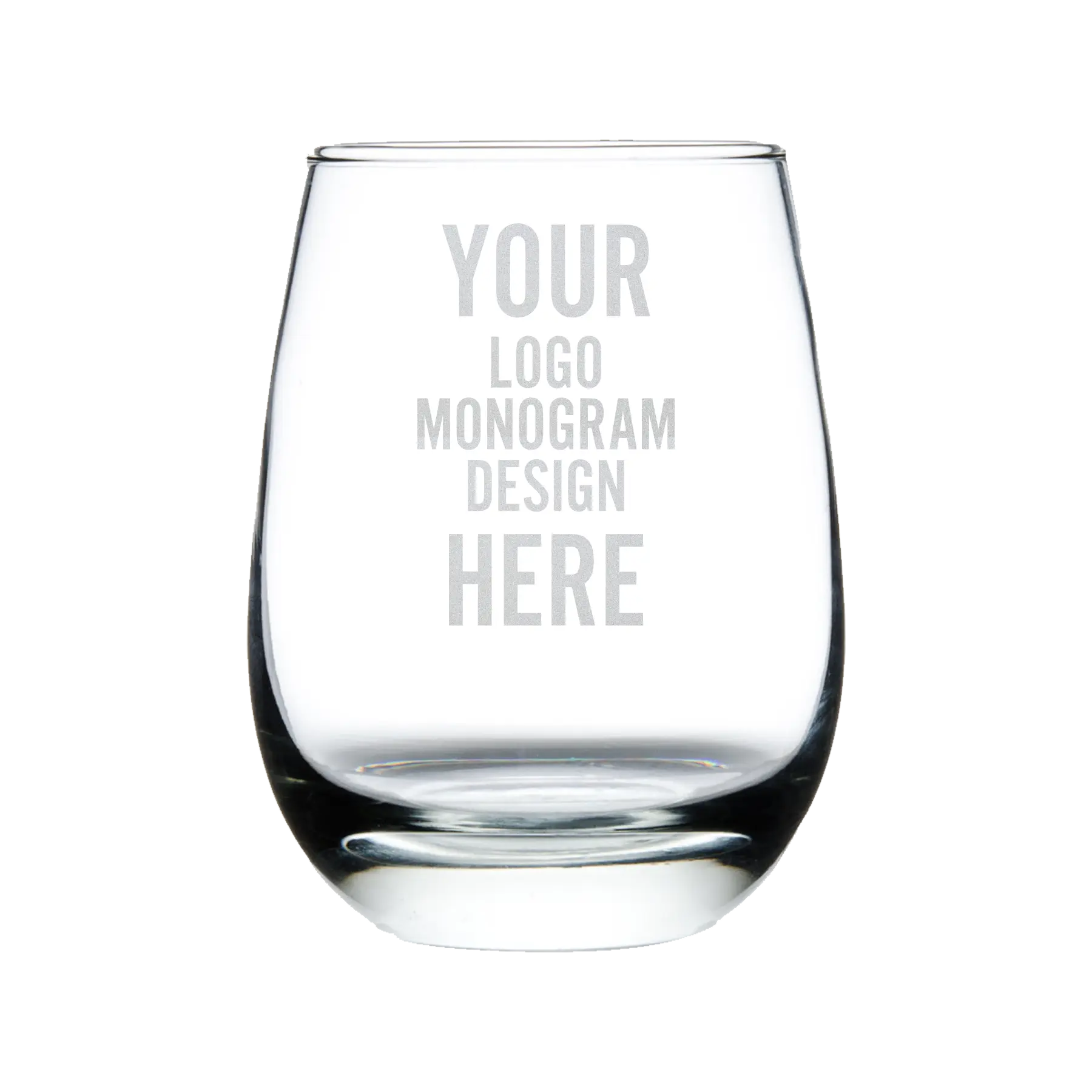 Etched Heavy Base Stemless Wine Glass 15.25 oz