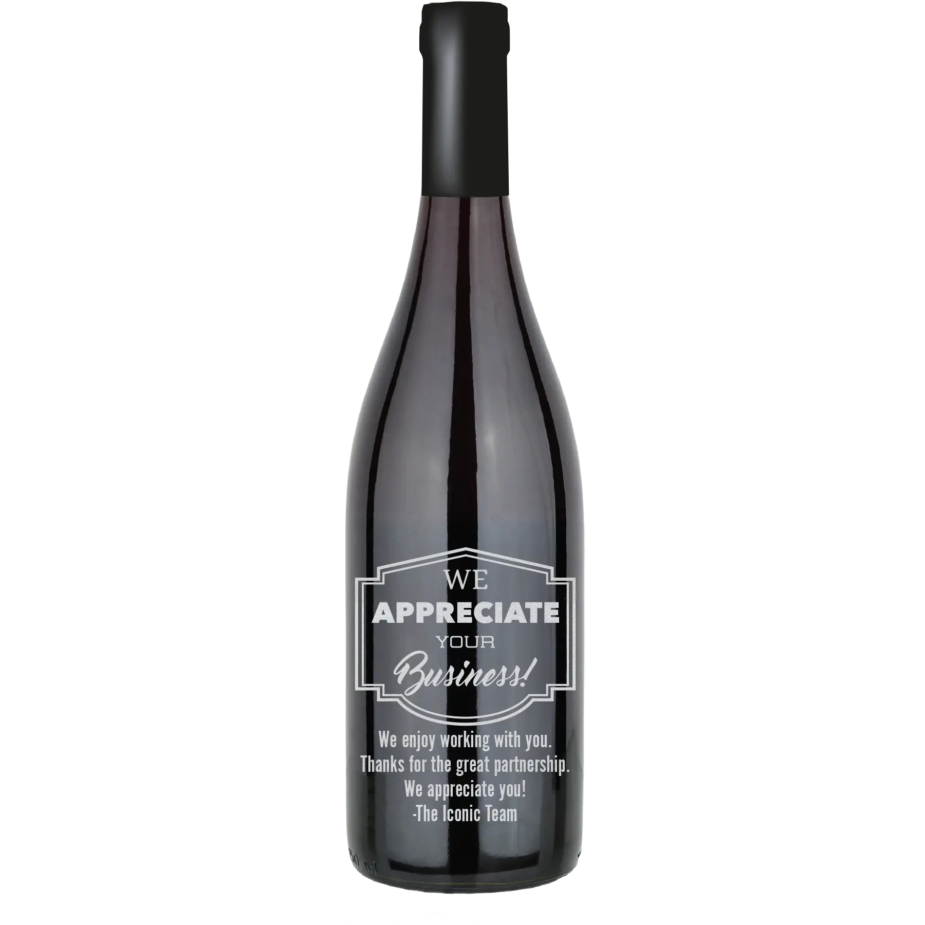 We Appreciate Your Business Sign Custom Wine Bottle - Pinot Noir