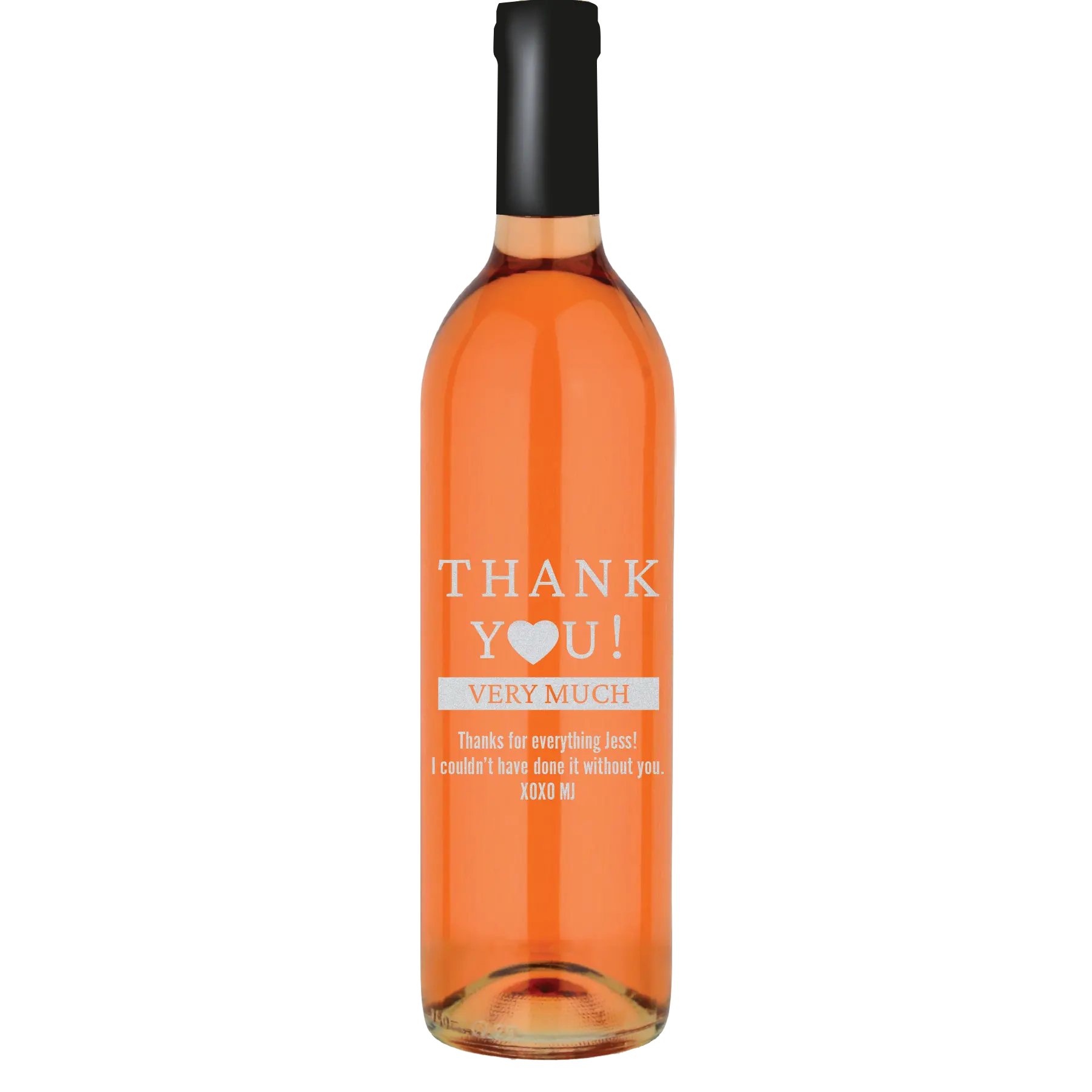 Thank You Heart Custom Wine Bottle - White Zinfandel