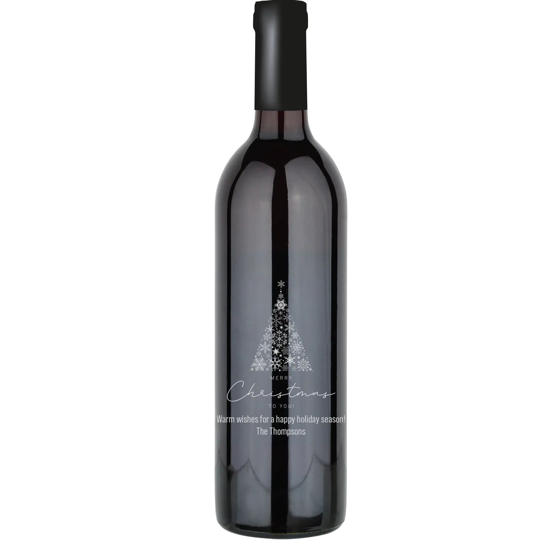 Snowflake Christmas Tree Custom Wine Bottle - Cabernet Sauvignon