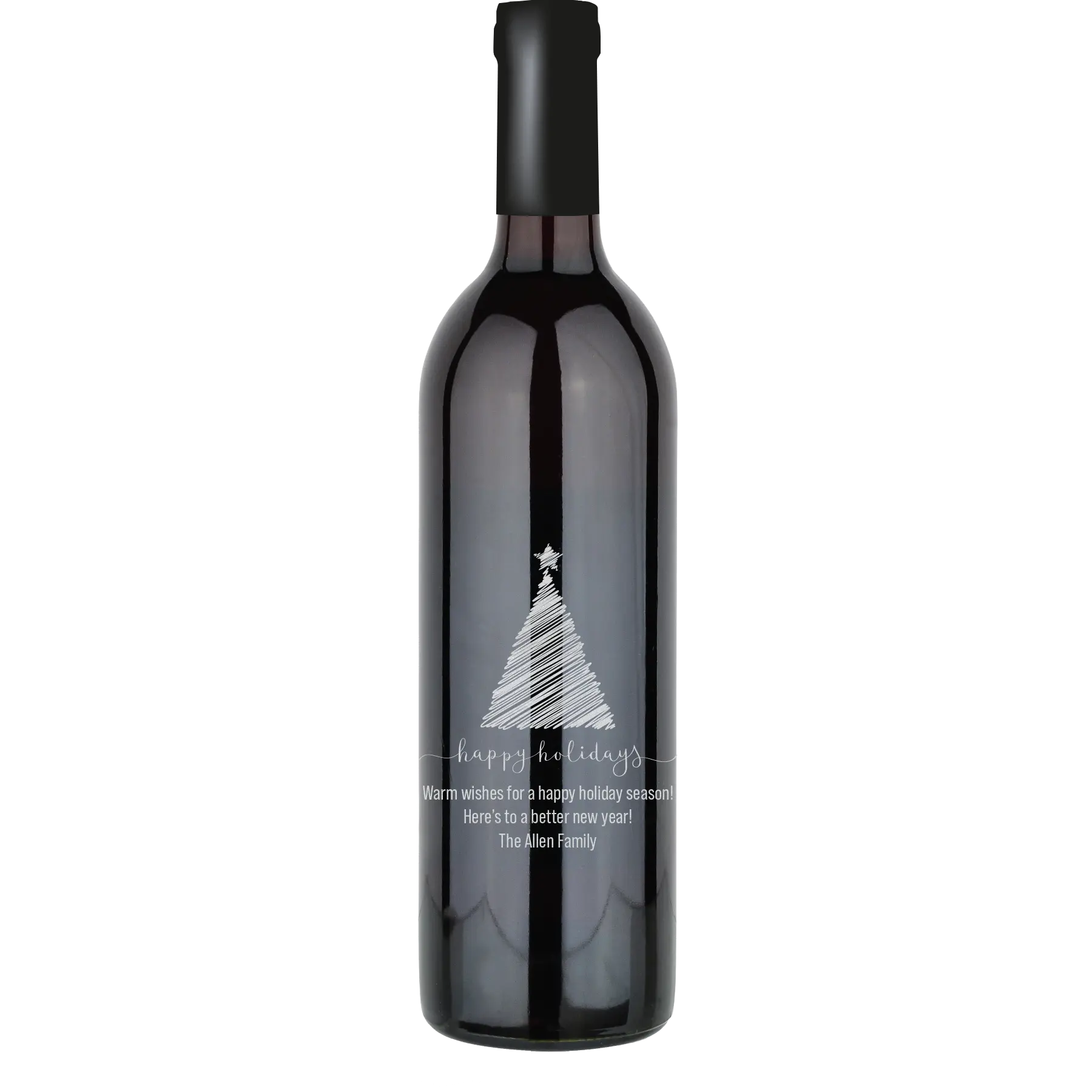 Christmas Tree Drawing Custom Wine Bottle - Cabernet Sauvignon