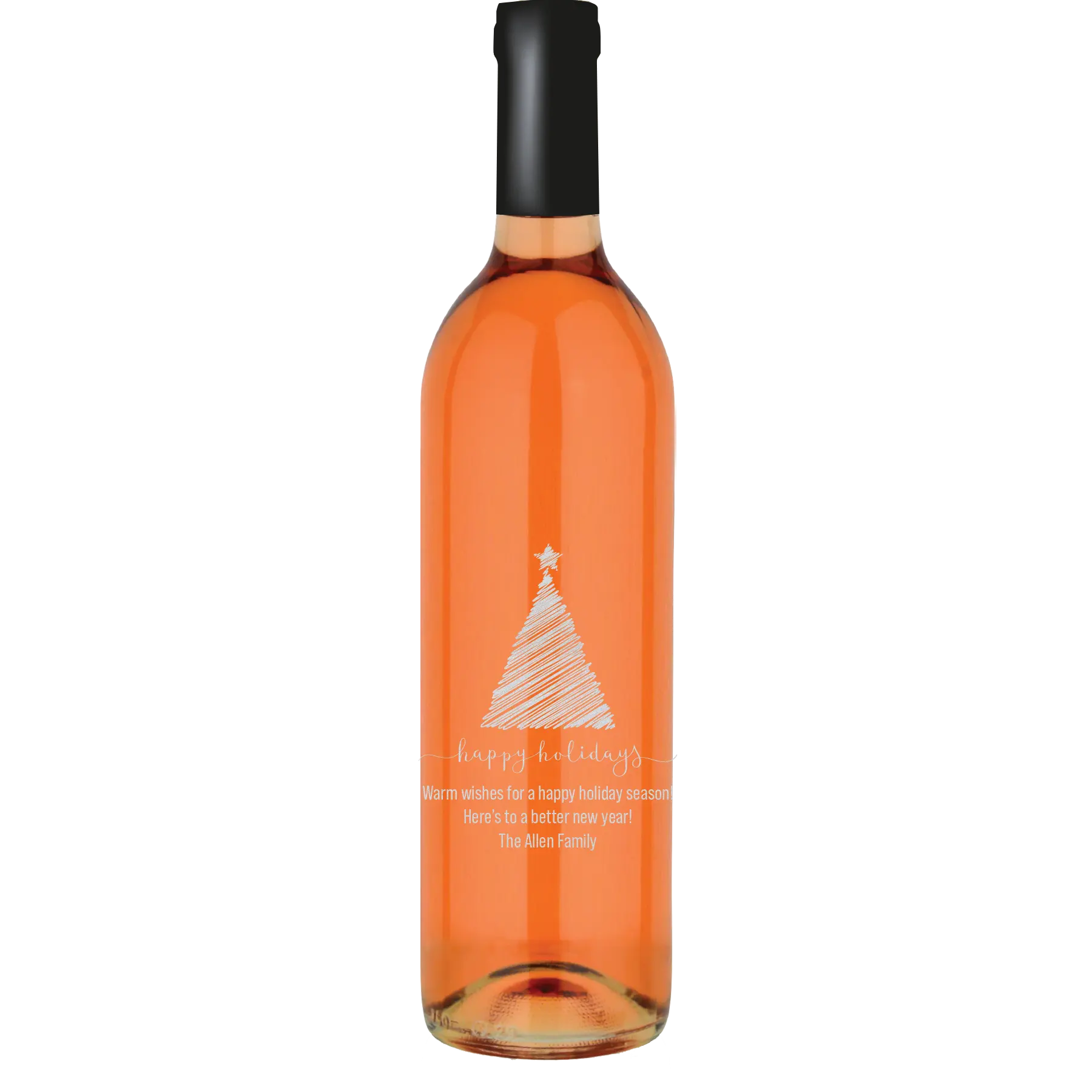 Christmas Tree Drawing Custom Wine Bottle - White Zinfandel