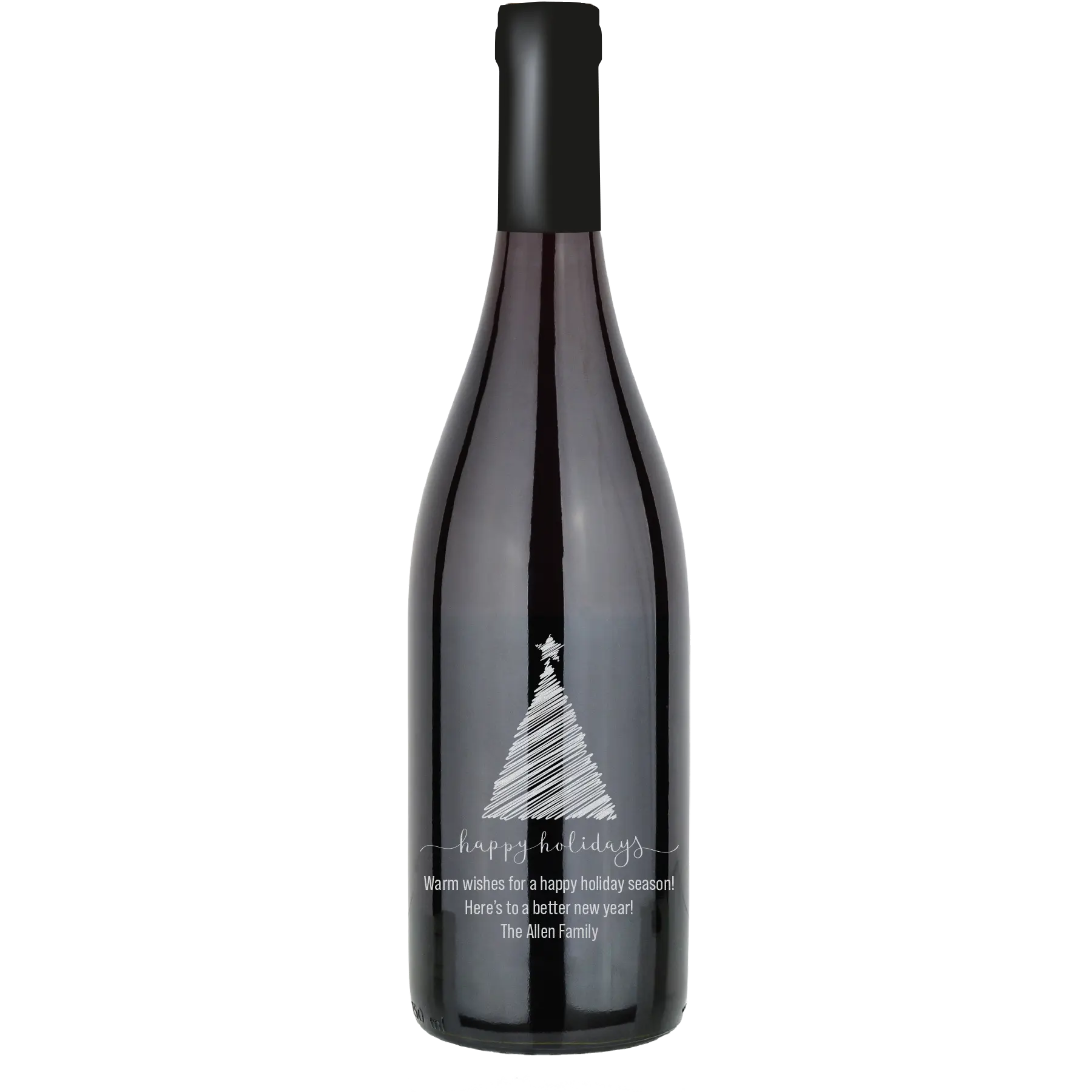 Christmas Tree Drawing Custom Wine Bottle - Pinot Noir