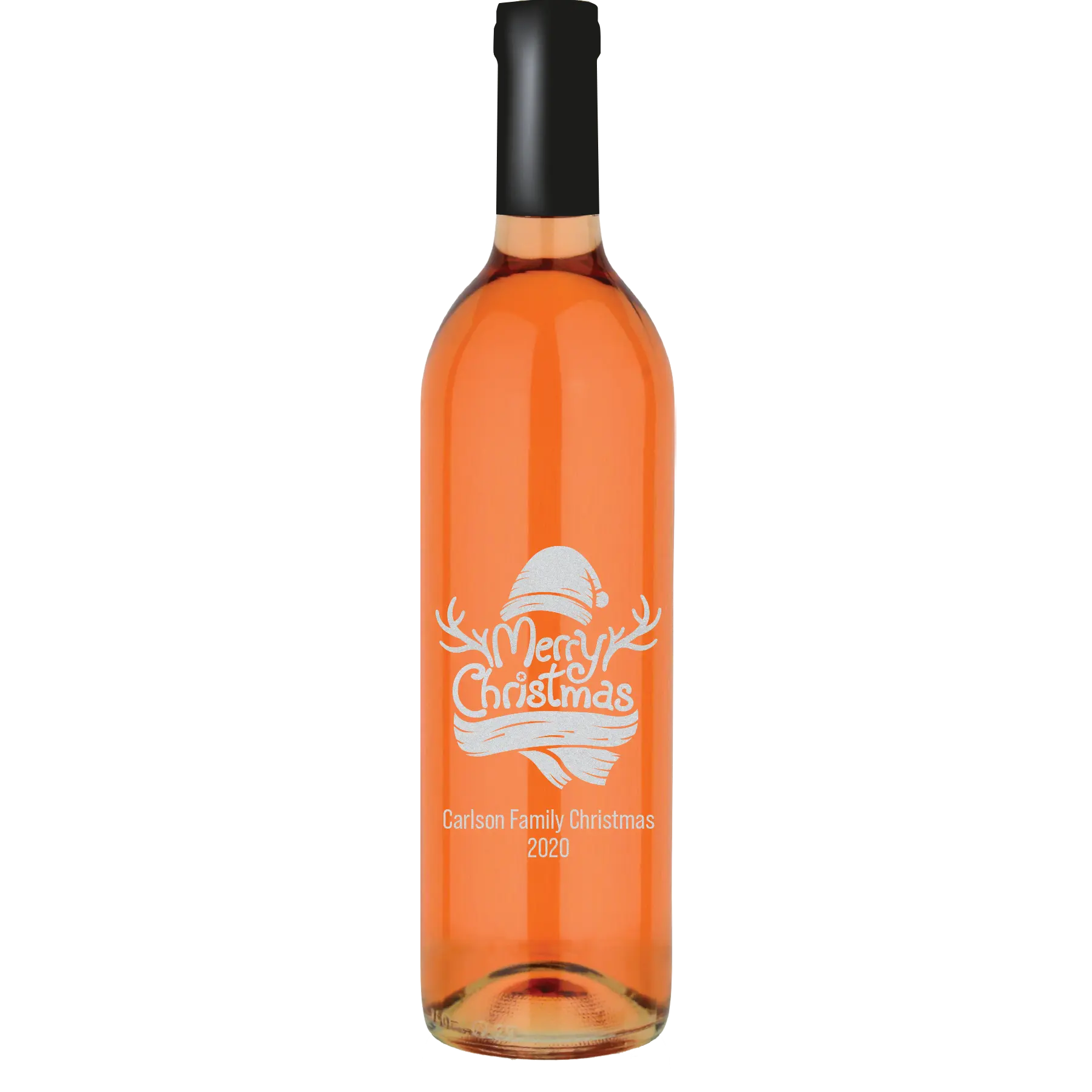Merry Christmas Hat Scarf Antlers Custom Wine Bottle - White Zinfandel