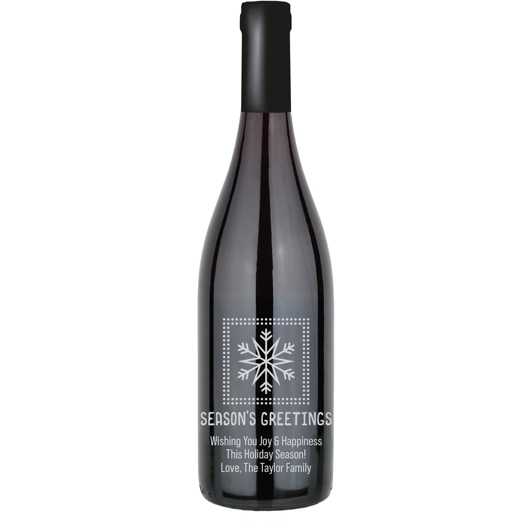 Season's Greetings Snowflake Custom Wine Bottle - Pinot Noir