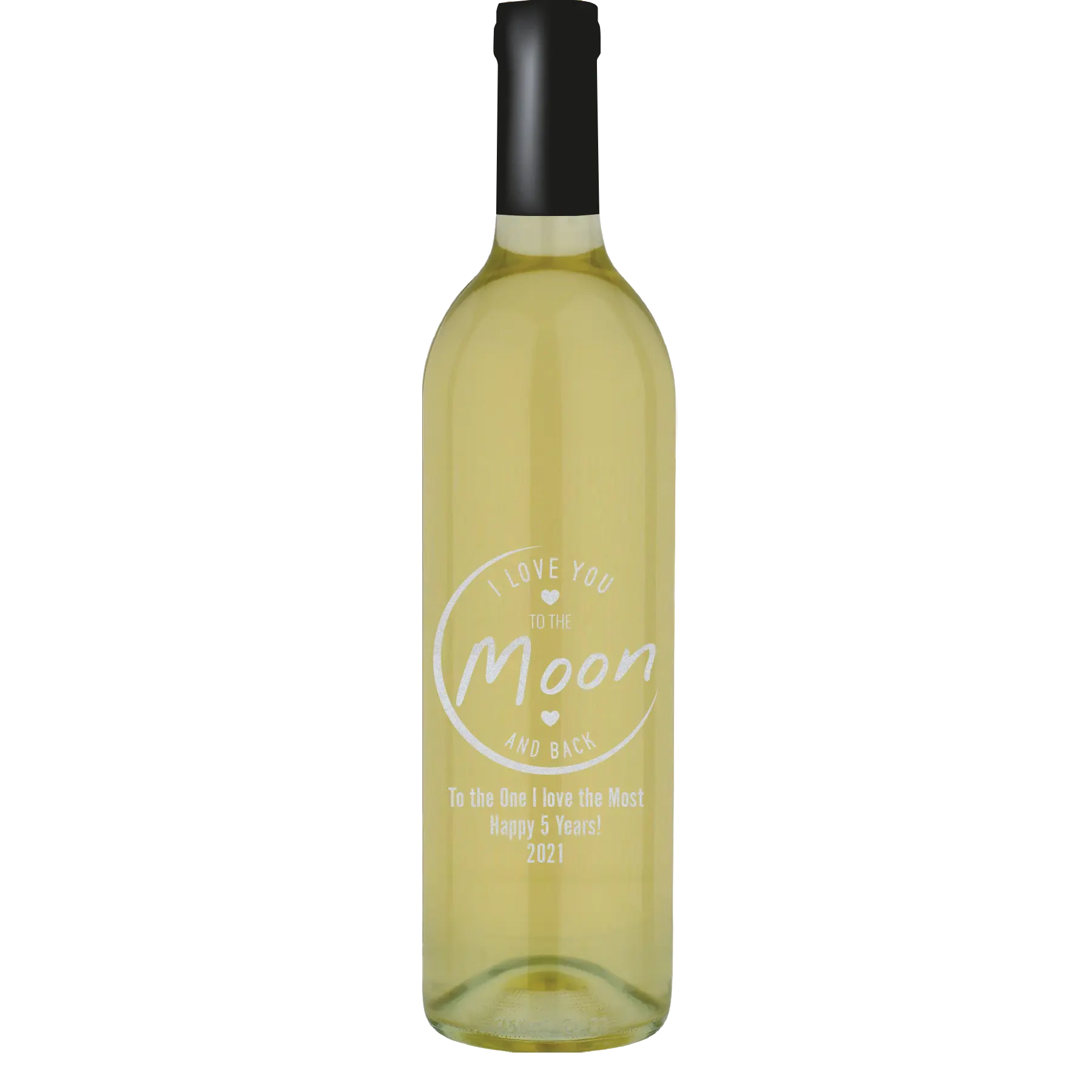 Love You to the Moon and Back Custom Wine Bottle - Symphony
