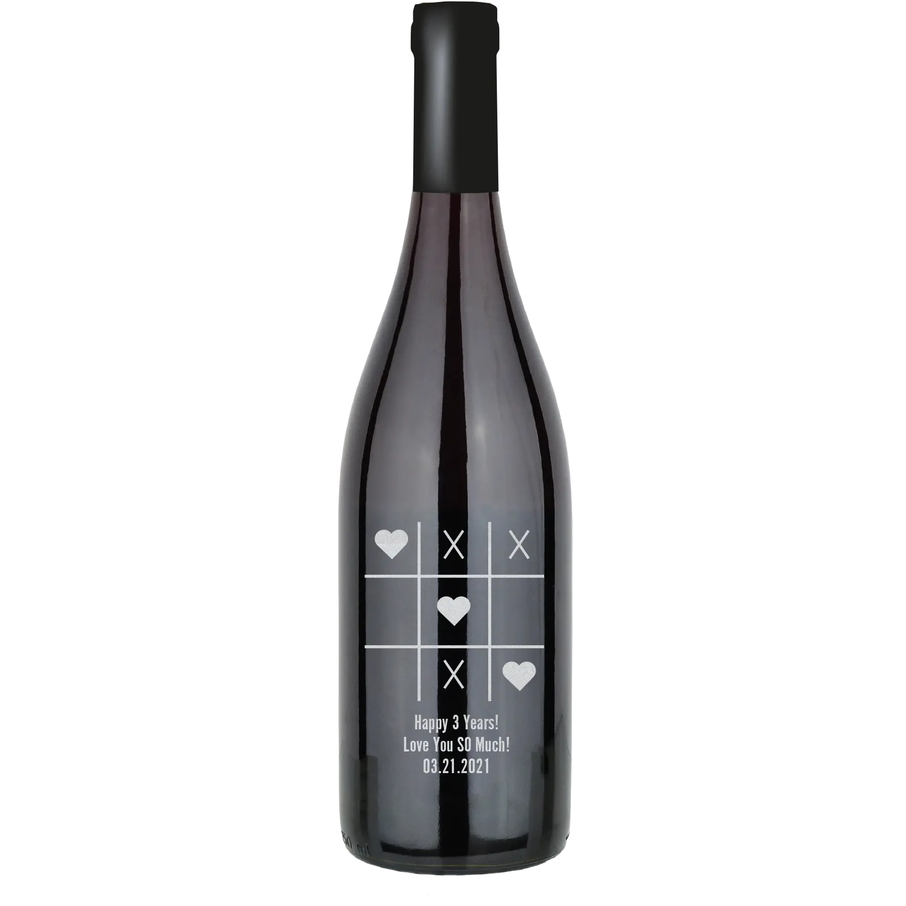 Heart Tic Tack Toe Custom Wine Bottle - Pinot Noir