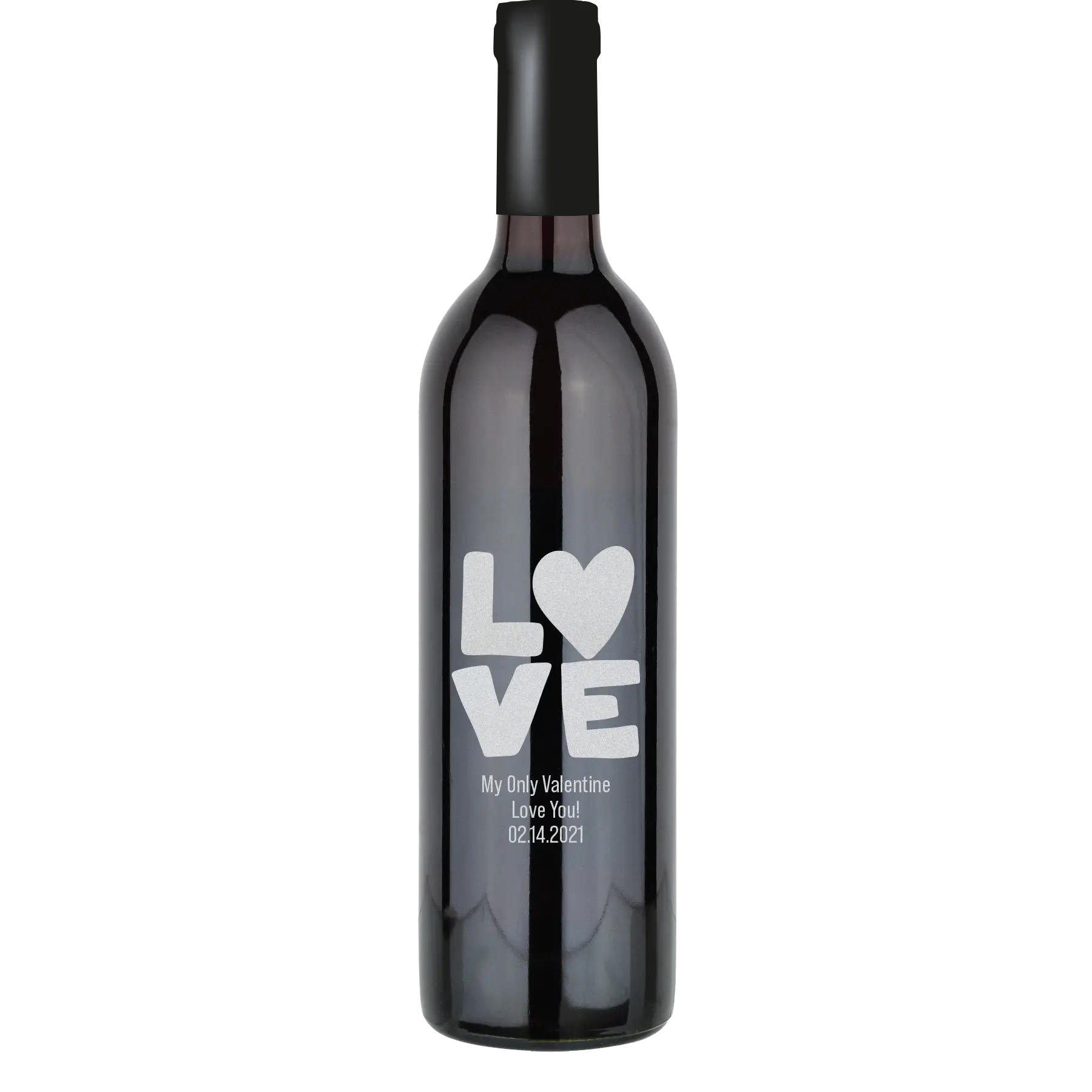 Love Text & Heart Custom Wine Bottle - Cabernet Sauvignon