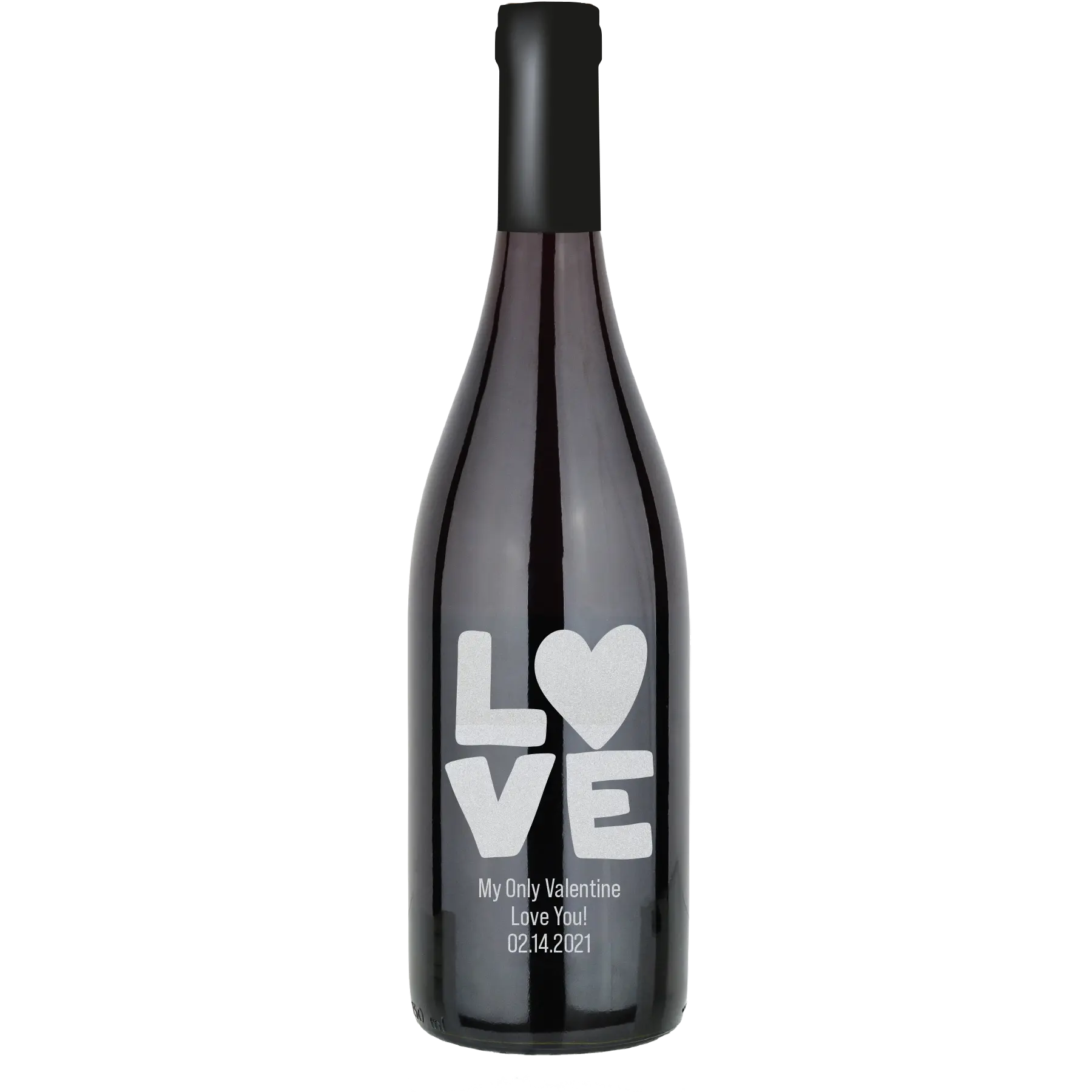 Love Text & Heart Custom Wine Bottle - Pinot Noir