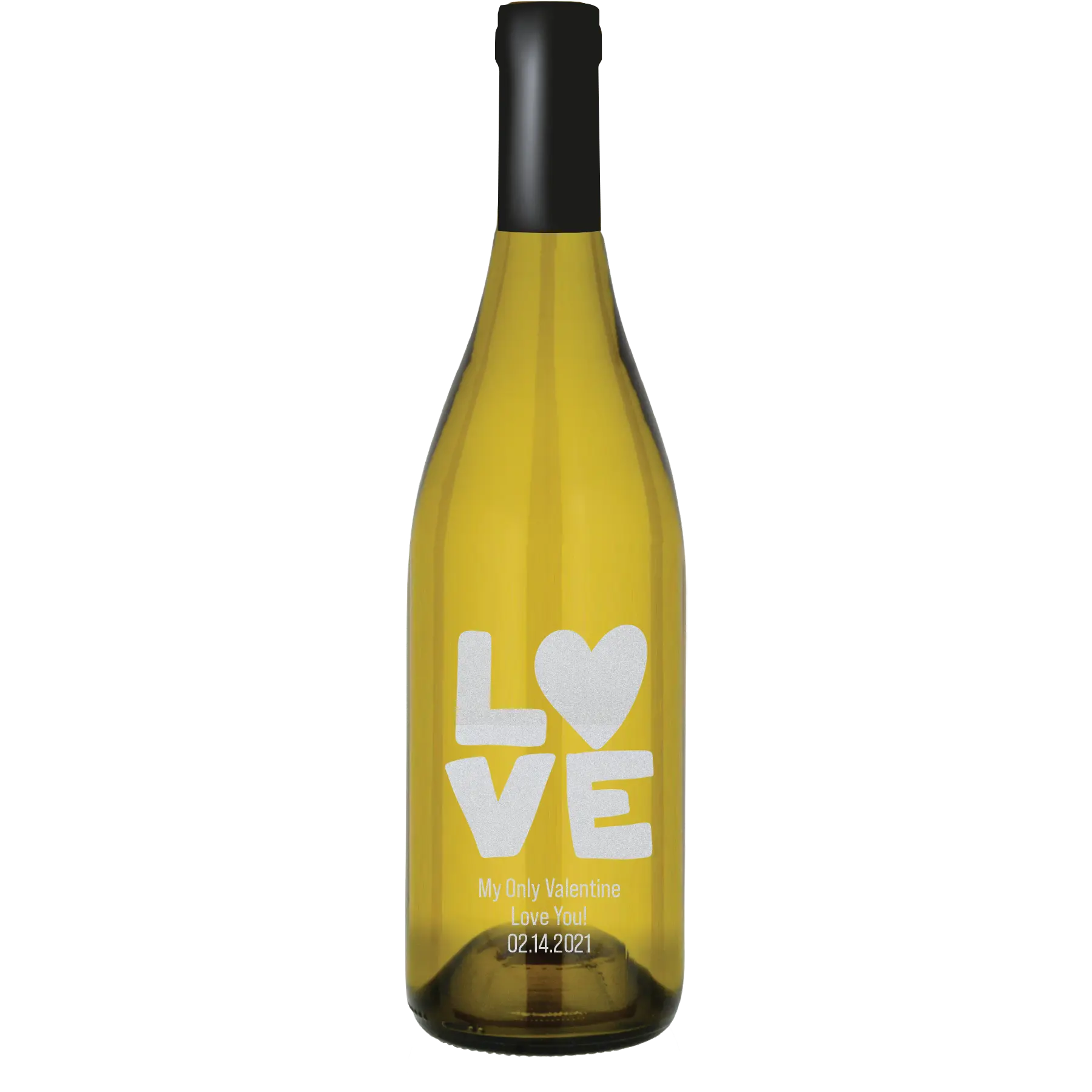 Love Text & Heart Custom Wine Bottle - Chardonnay