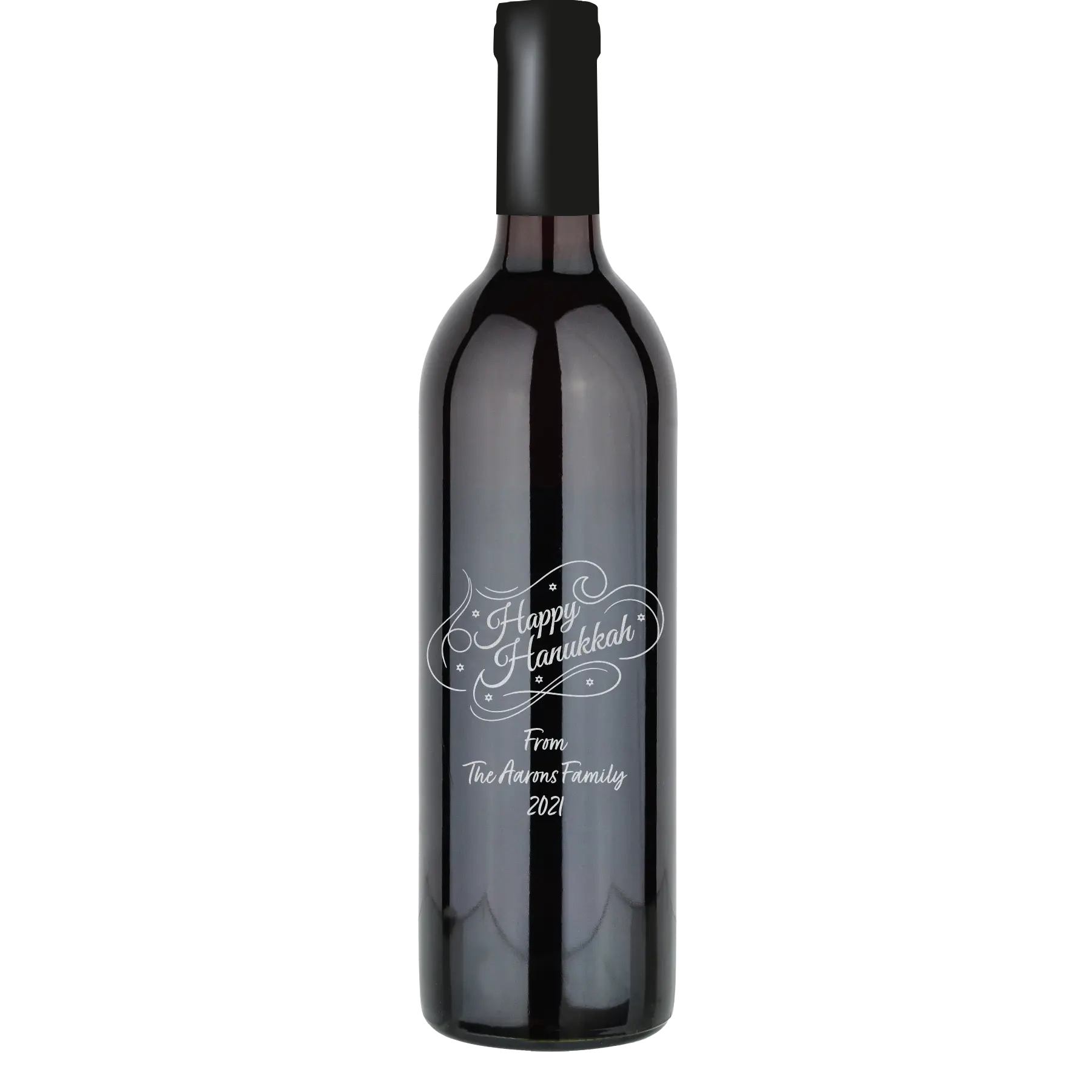 Happy Hanukkah Script Custom Wine Bottle - Cabernet Sauvignon