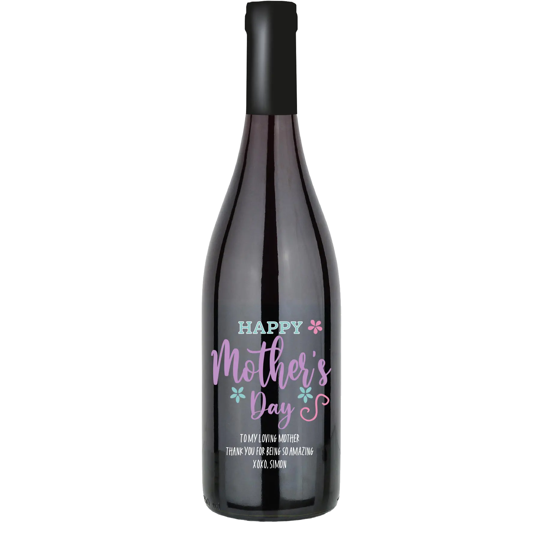 Happy Mother's Day Simple Floral Custom Wine Bottle - Pinot Noir