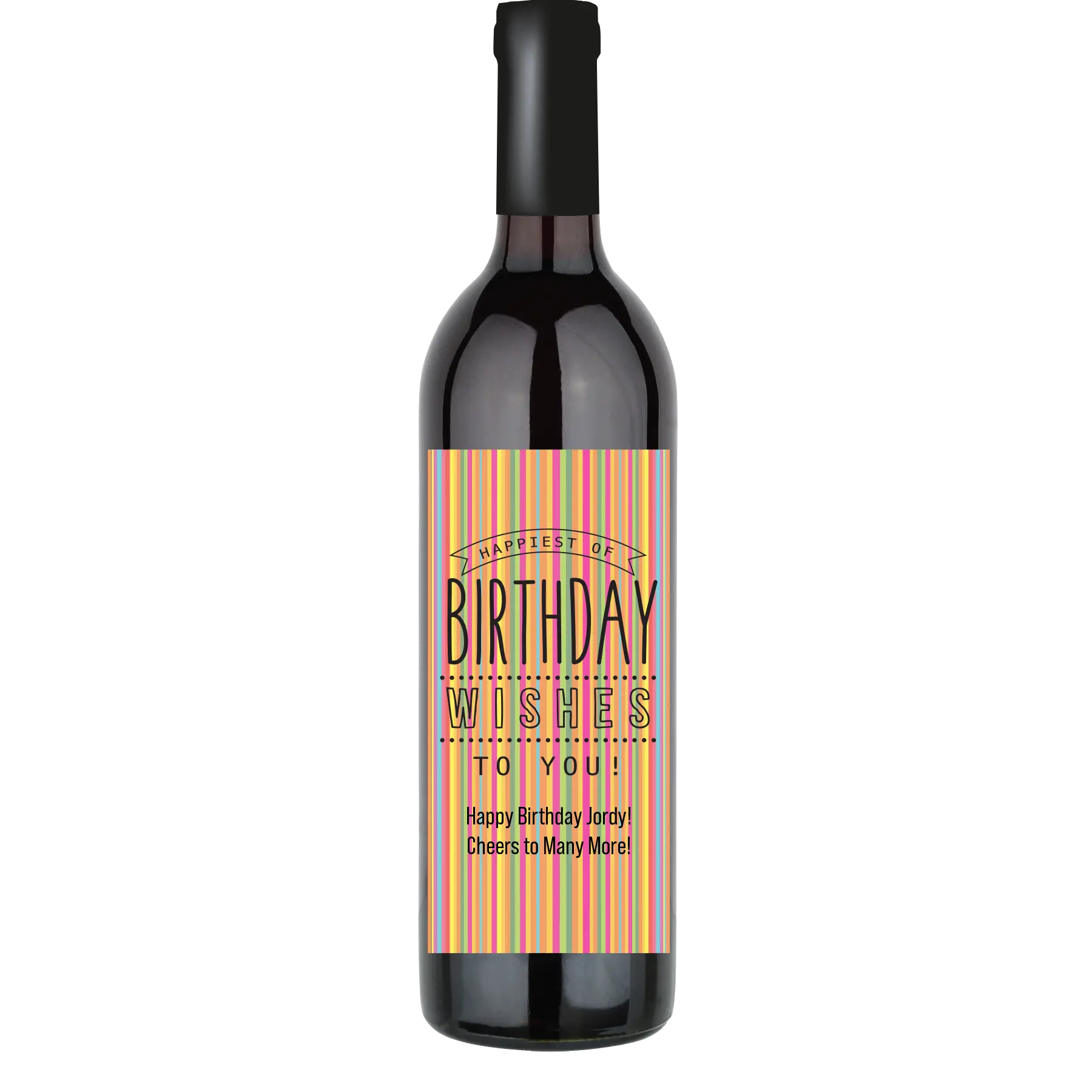 Birthday Stripes Custom Wine Bottle - Cabernet Sauvignon