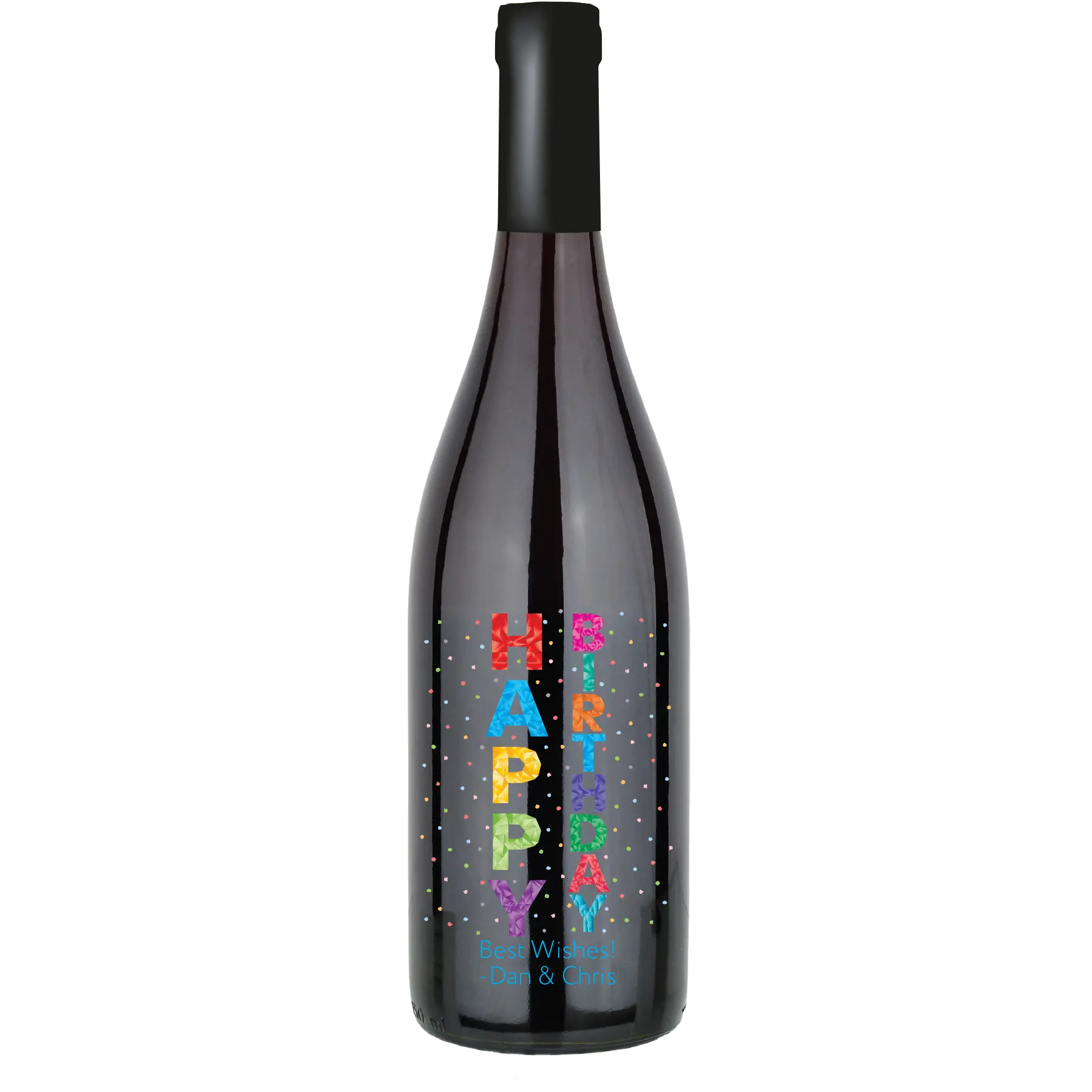 Happy Birthday Vertical Geo Custom Wine Bottle - Pinot Noir