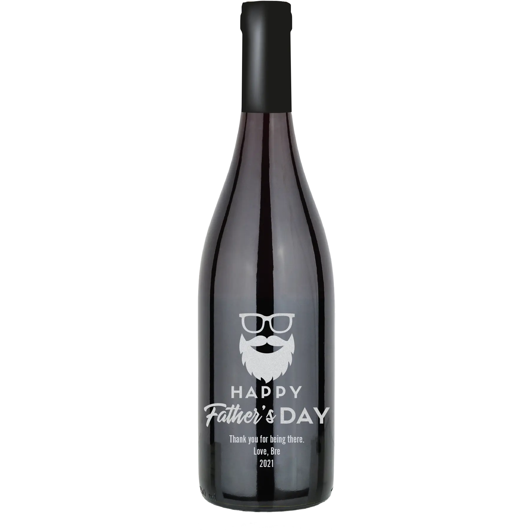Fathers Day Beard Glasses Custom Wine Bottle - Pinot Noir