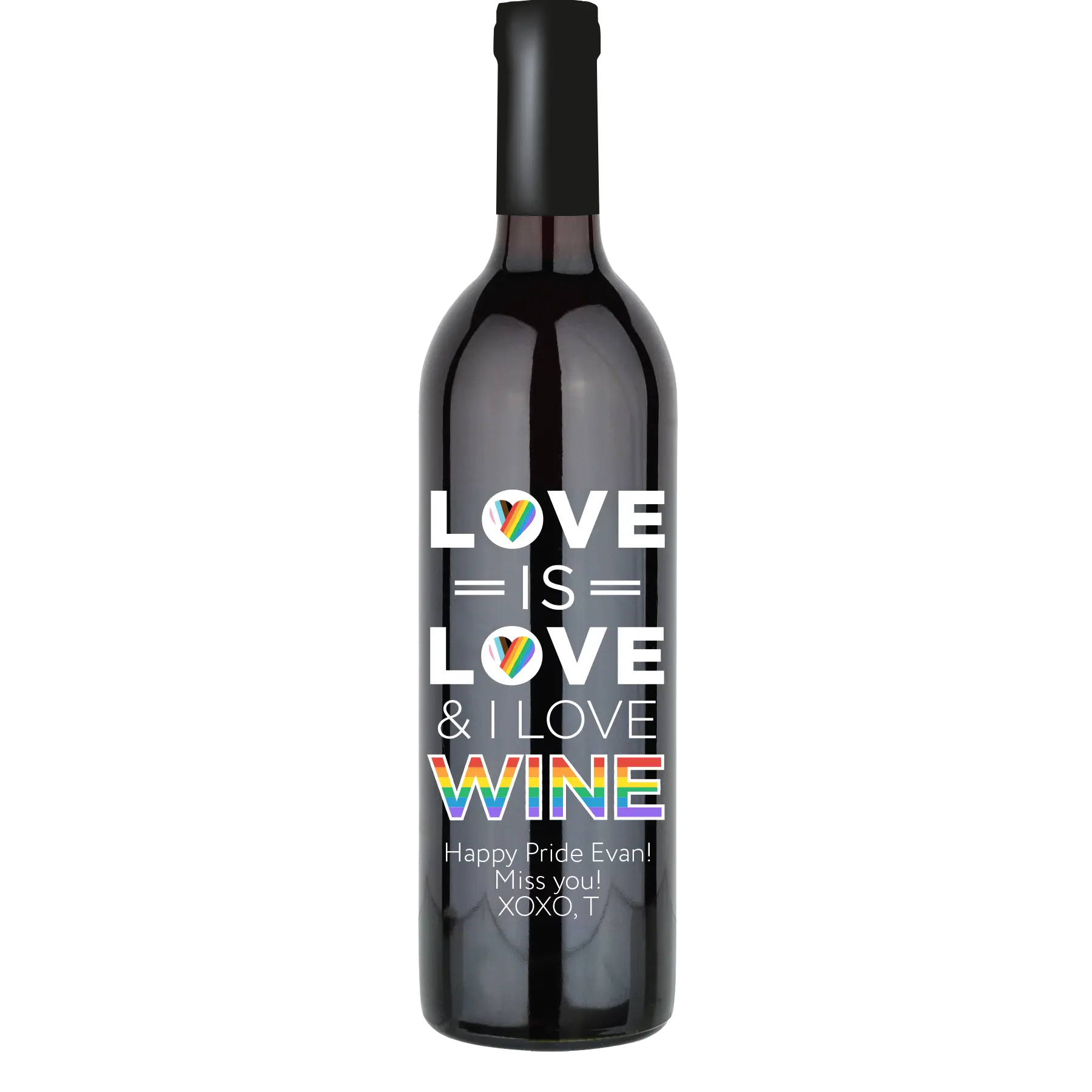 Love is Love and I Love Wine Custom Wine Bottle - Cabernet Sauvignon