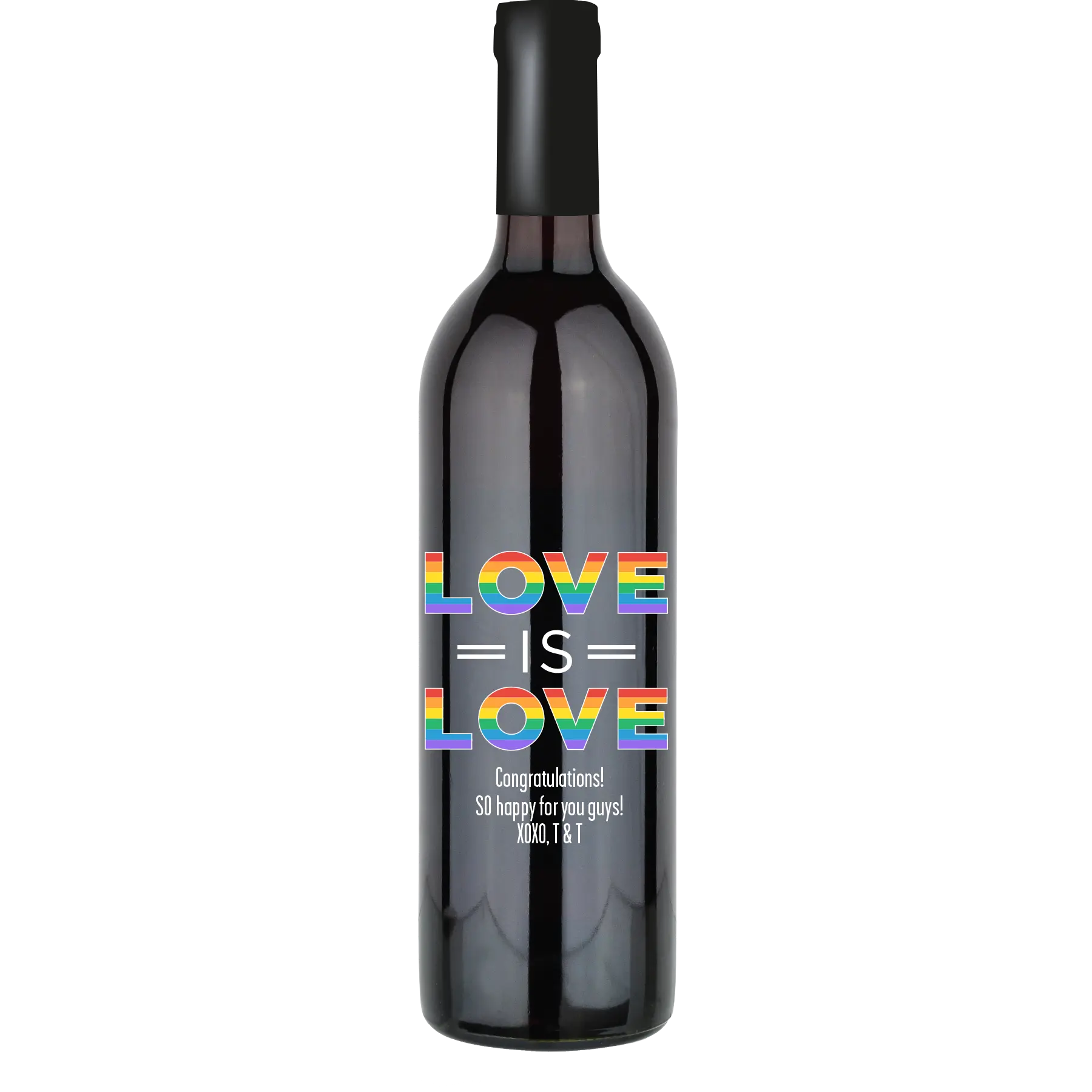 Love is Love Stripes Custom Wine Bottle - Cabernet Sauvignon