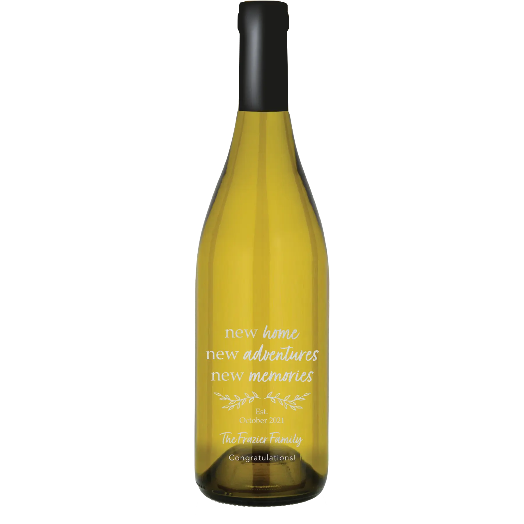 New Home New Adventures New Memories Custom Wine Bottle - Chardonnay