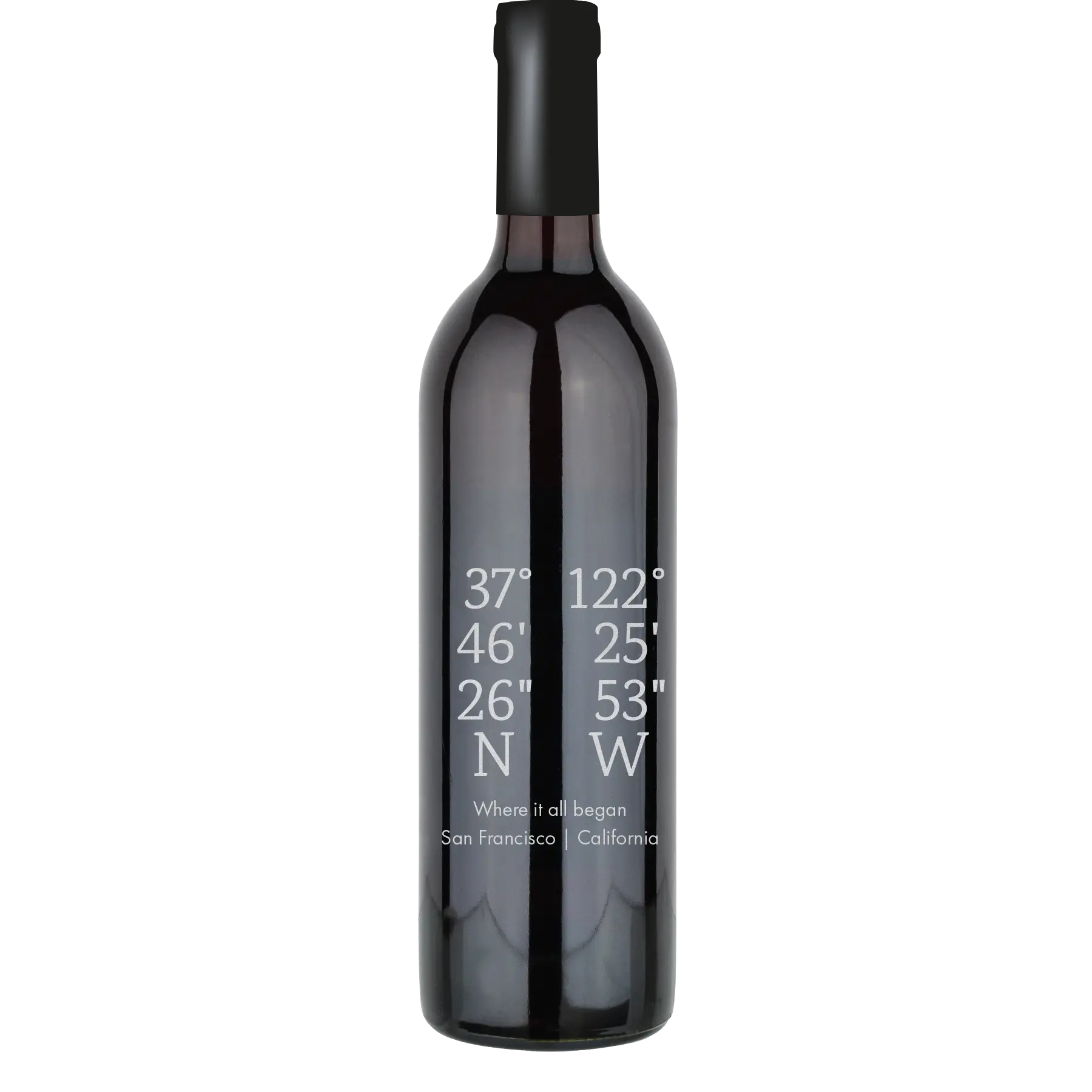 Latitude Longitude Coordinates Custom Wine Bottle - Cabernet Sauvignon