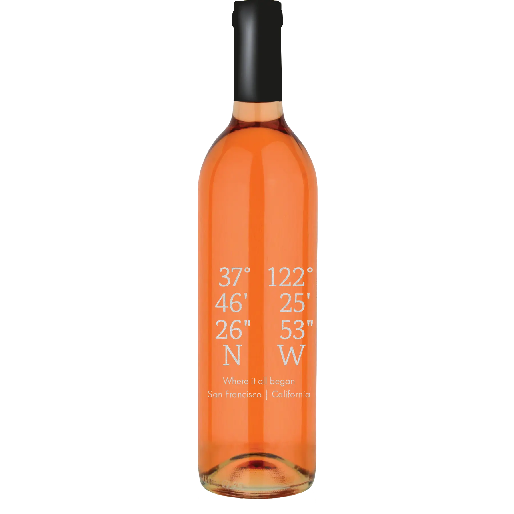 Latitude Longitude Coordinates Custom Wine Bottle - White Zinfandel
