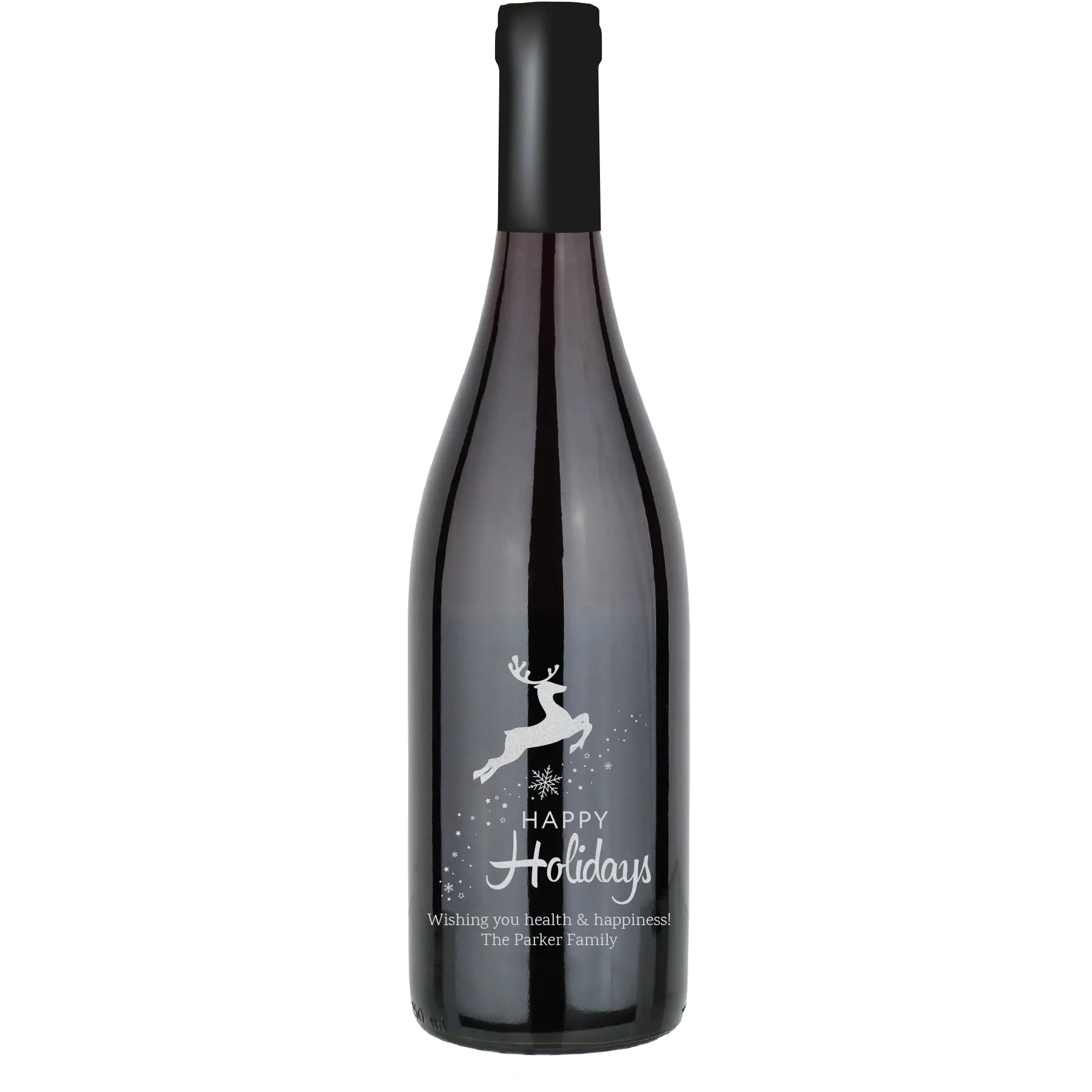 Happy Holidays Reindeer Custom Wine Bottle - Pinot Noir