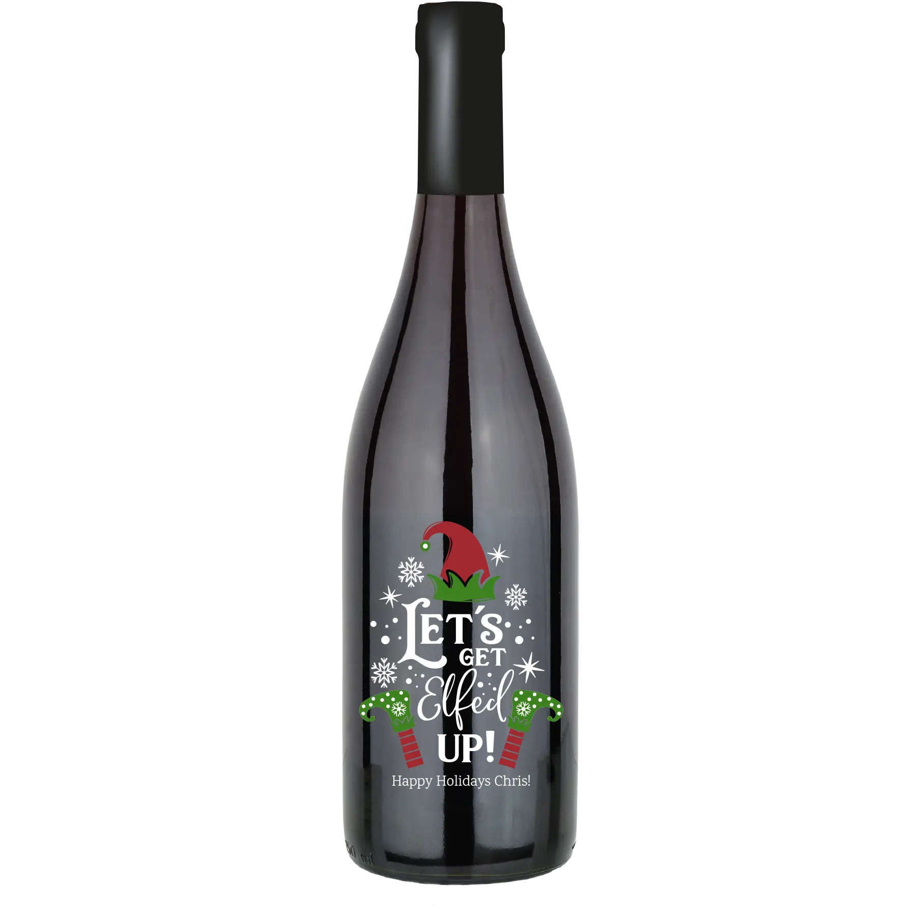 Lets Get Elfed Up Custom Wine Bottle - Pinot Noir