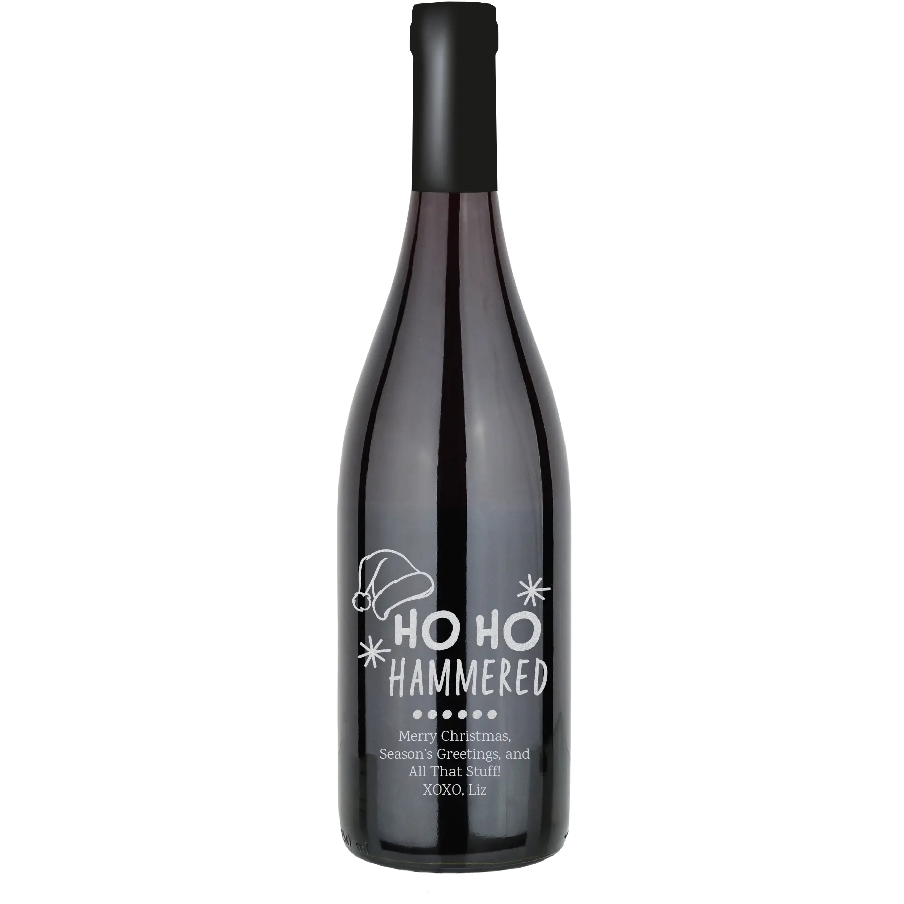 Ho Ho Ho Hammered Custom Wine Bottle - Syrah