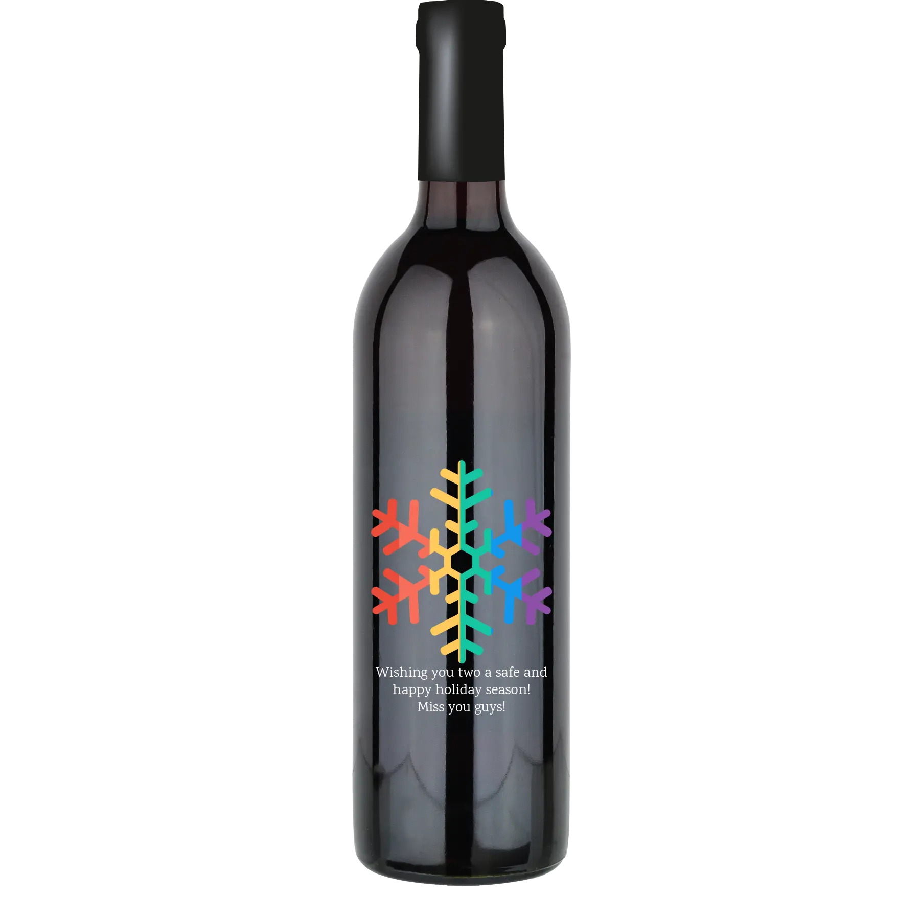 Rainbow Snowflake Custom Wine Bottle - Cabernet Sauvignon