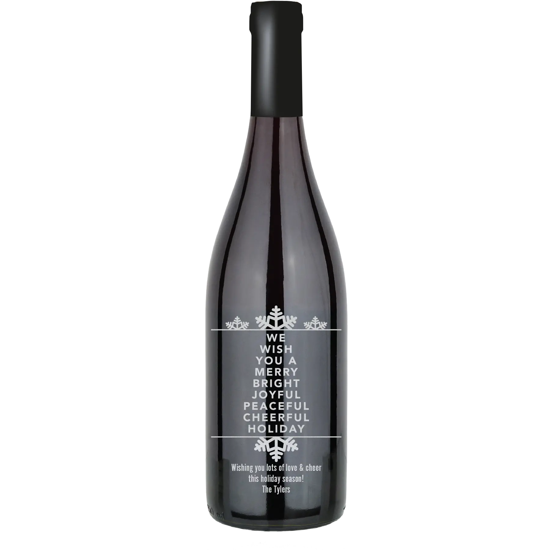 We Wish You a Merry Bright Joyful Custom Wine Bottle - Pinot Noir