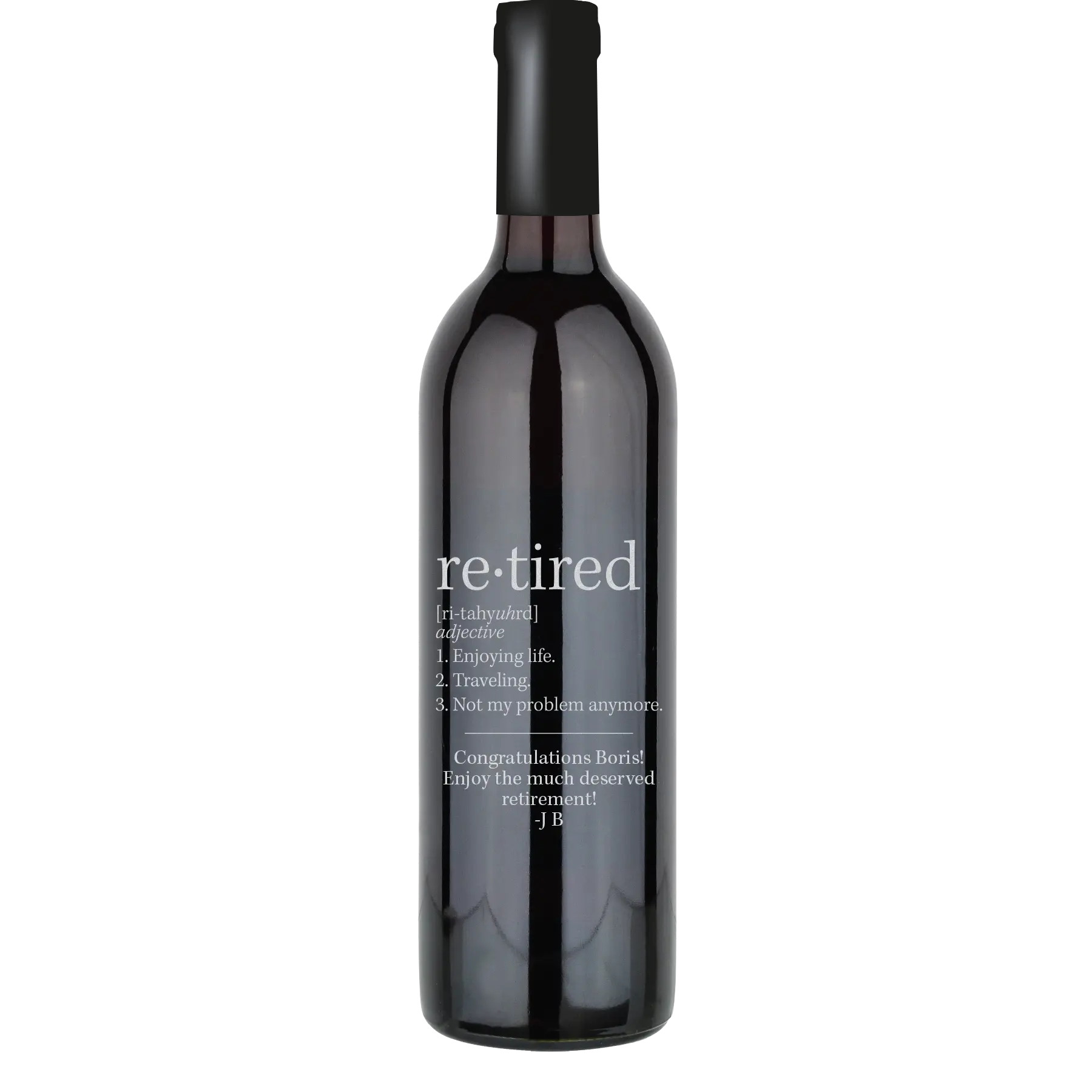 Retirement Definition Custom Wine Bottle - Cabernet Sauvignon