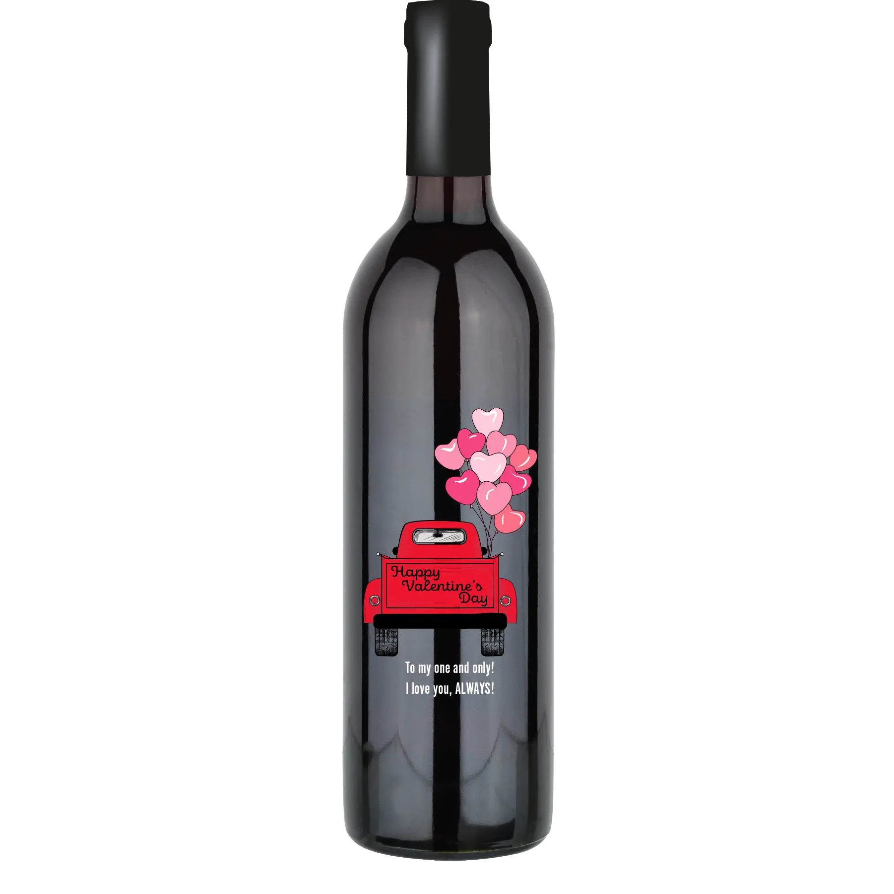 Happy Valentine's Day Vintage Truck Custom Wine Bottle - Cabernet Sauvignon
