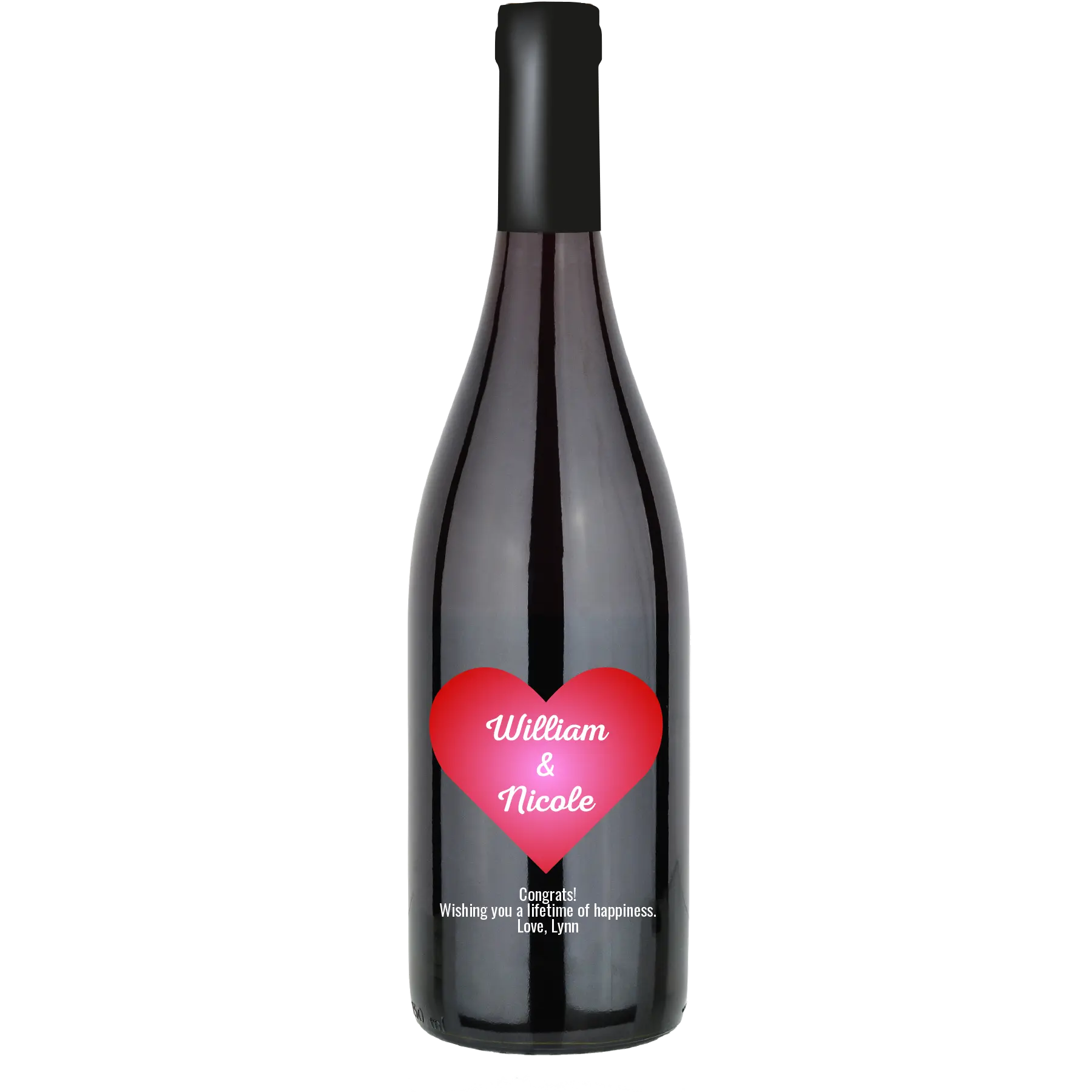 Gradient Heart Custom Wine Bottle - Pinot Noir