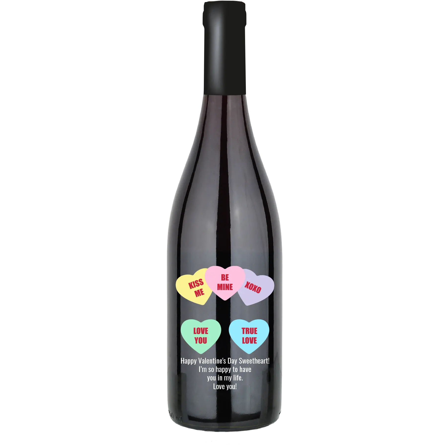 Candy Hearts Custom Wine Bottle - Pinot Noir