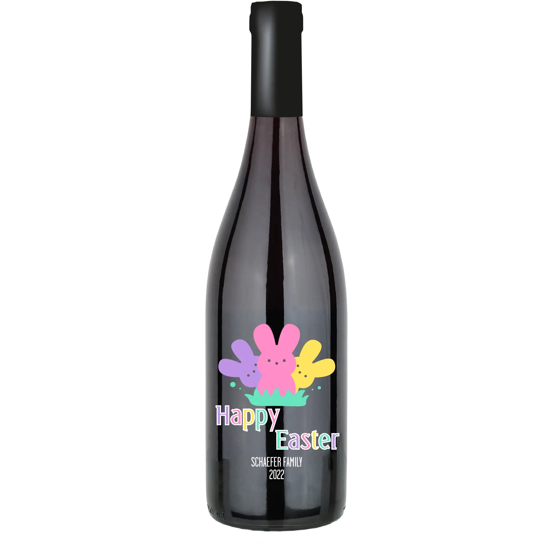 Happy Easter Bunnies Custom Wine Bottle - Pinot Noir