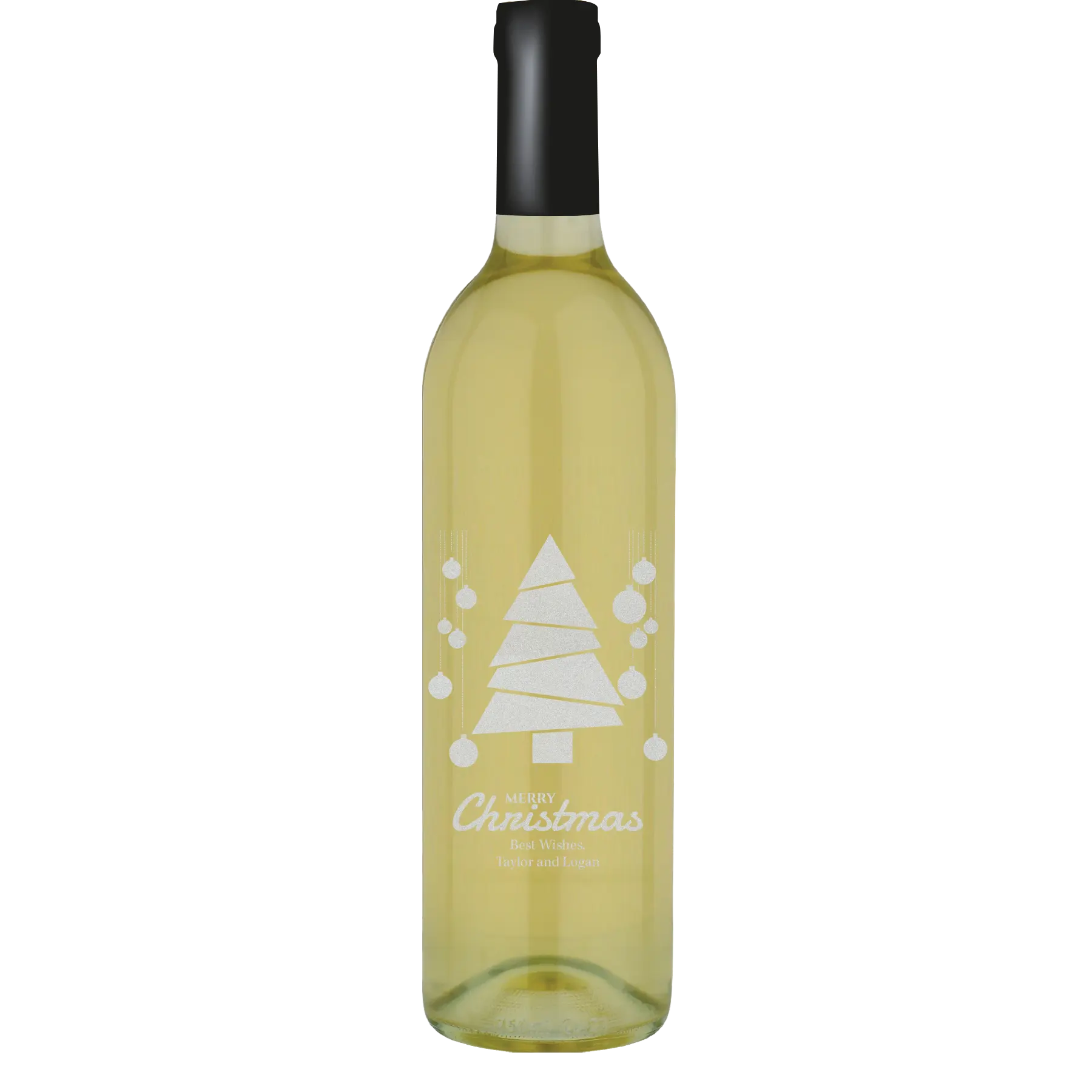 Christmas Tree with Ornaments Custom Wine Bottle - Symphony