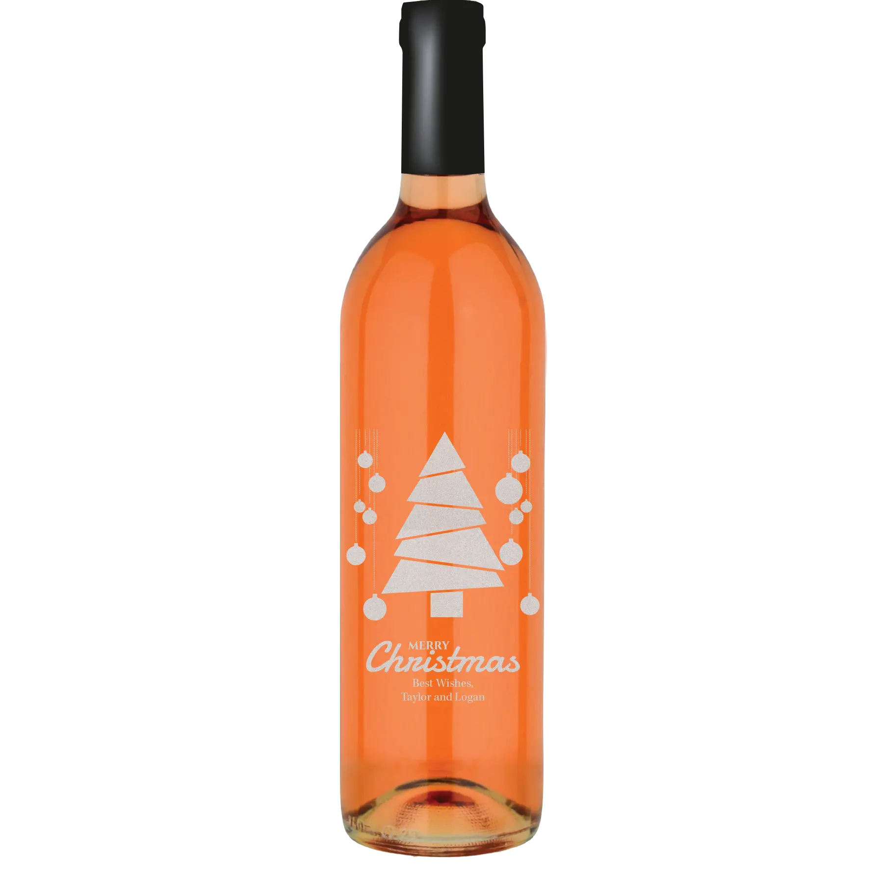 Christmas Tree with Ornaments Custom Wine Bottle - White Zinfandel