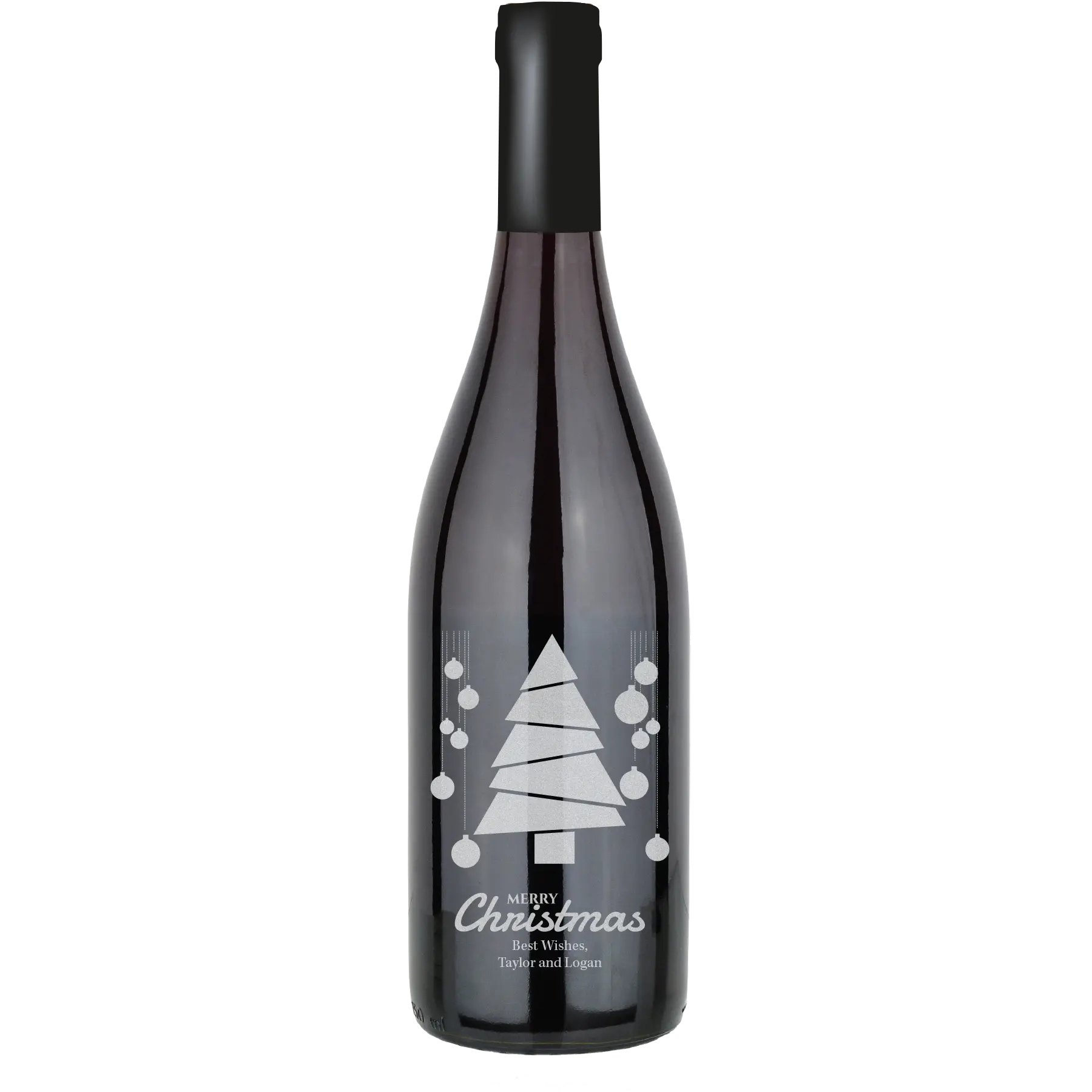 Christmas Tree with Ornaments Custom Wine Bottle - Syrah