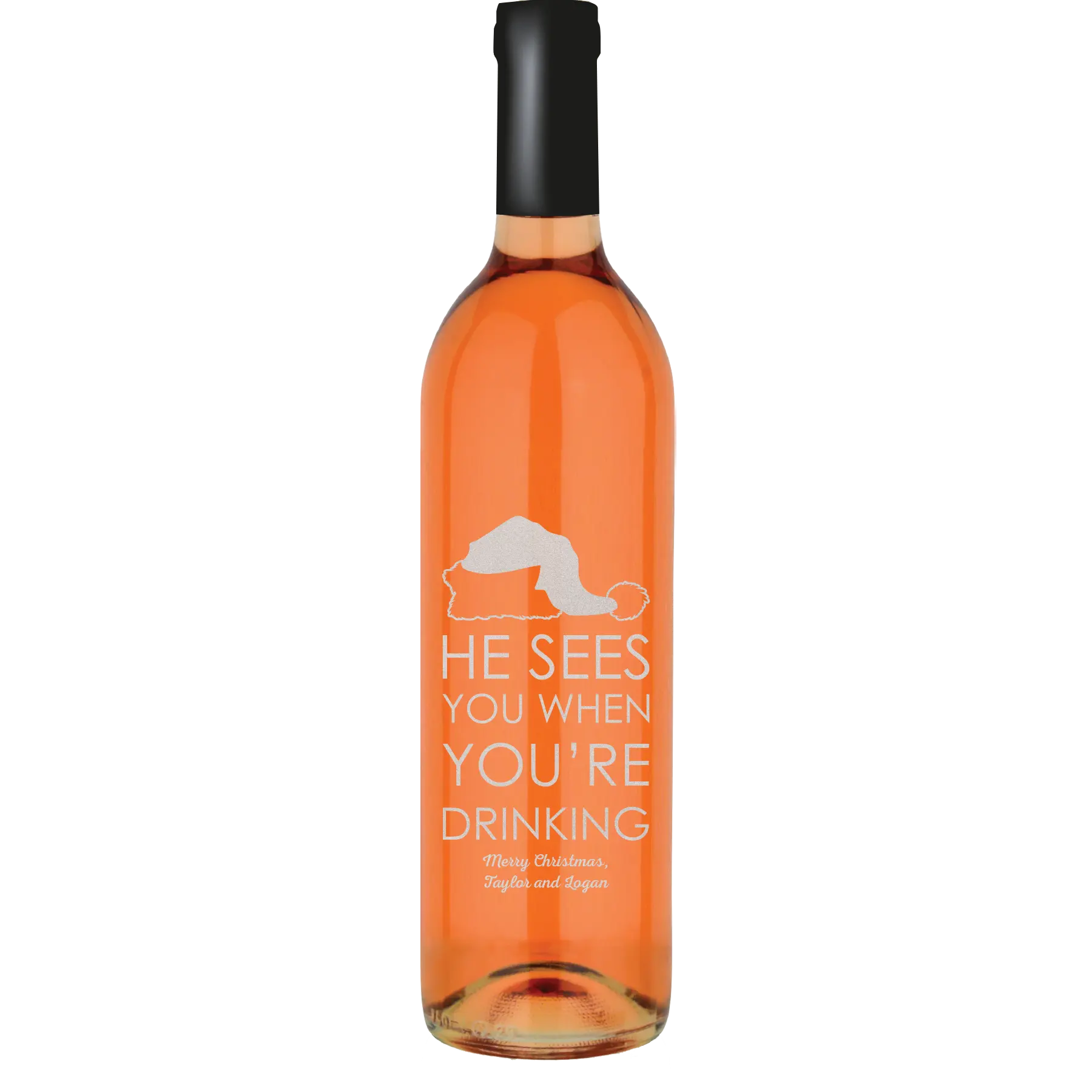 He Sees You When You're Drinking Custom Wine Bottle - White Zinfandel