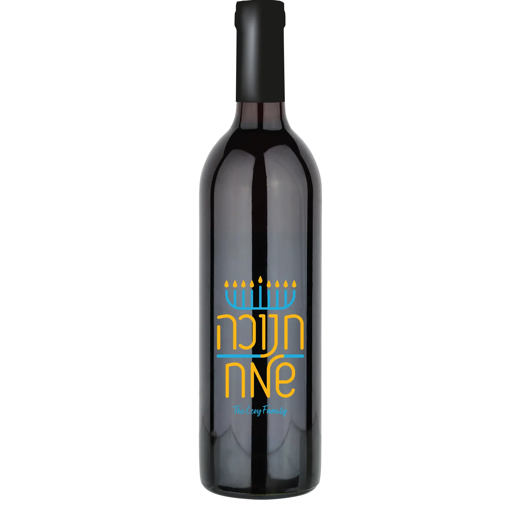 Hanukkah Menorah Color Custom Wine Bottle - Cabernet Sauvignon