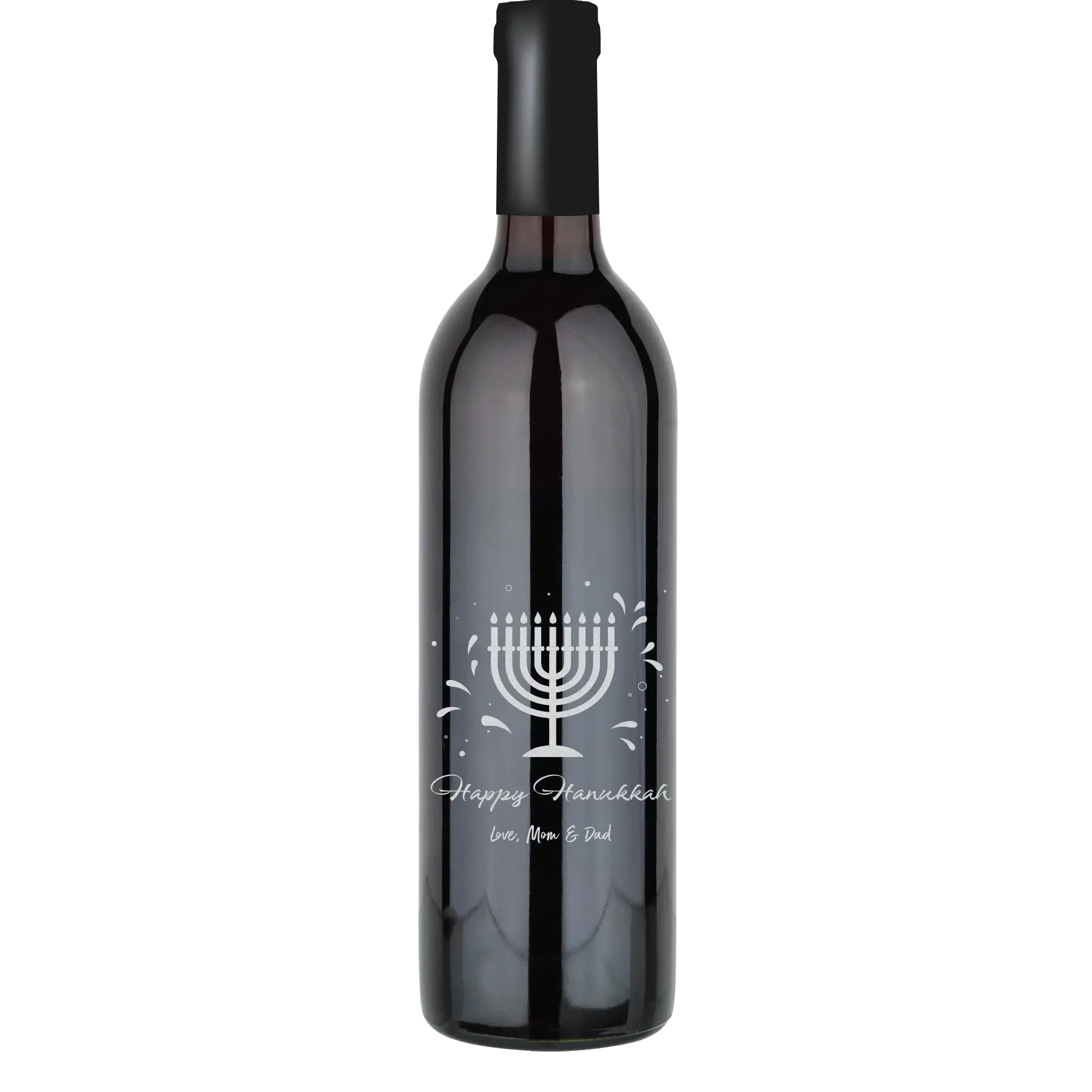 Hanukkah Menorah Splash Custom Wine Bottle - Cabernet Sauvignon