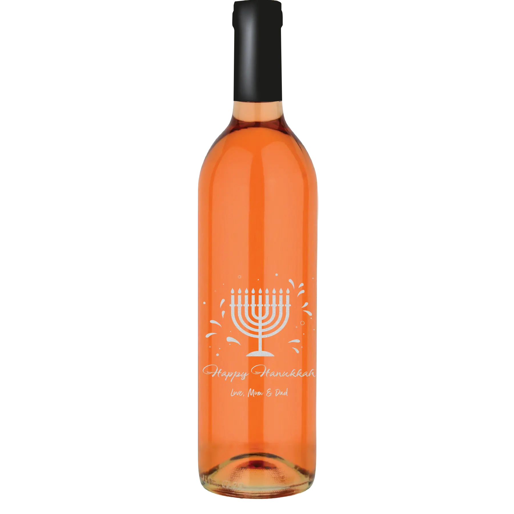 Hanukkah Menorah Splash Custom Wine Bottle - White Zinfandel
