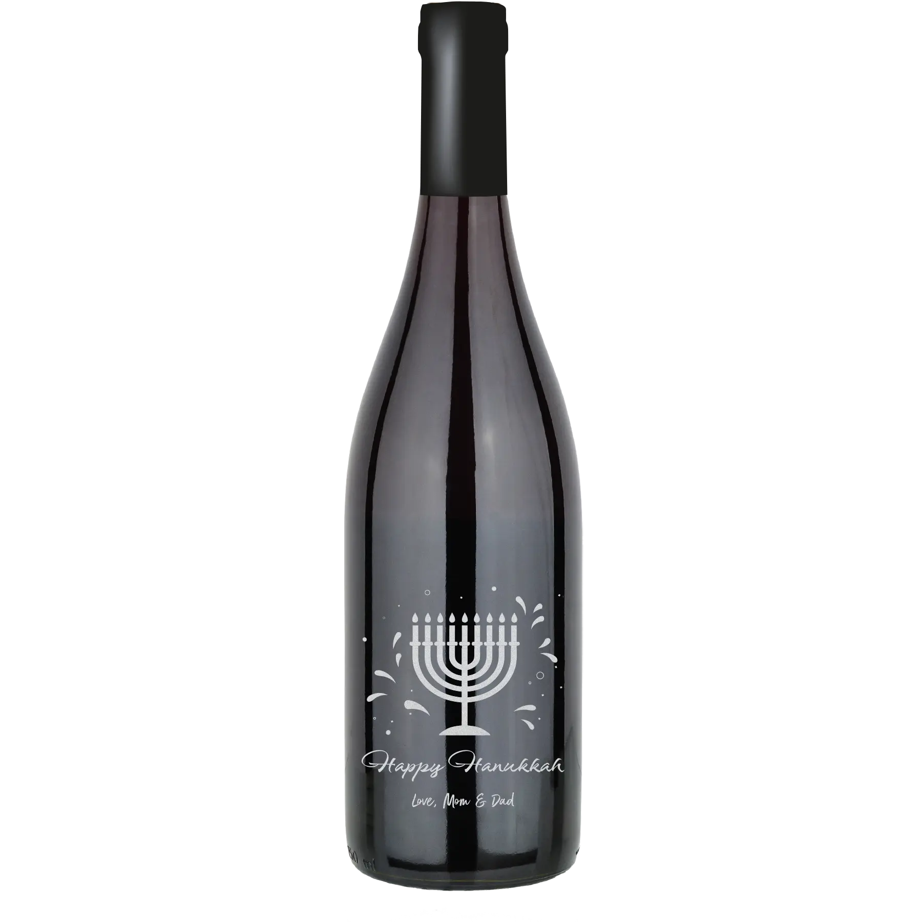 Hanukkah Menorah Splash Custom Wine Bottle - Pinot Noir